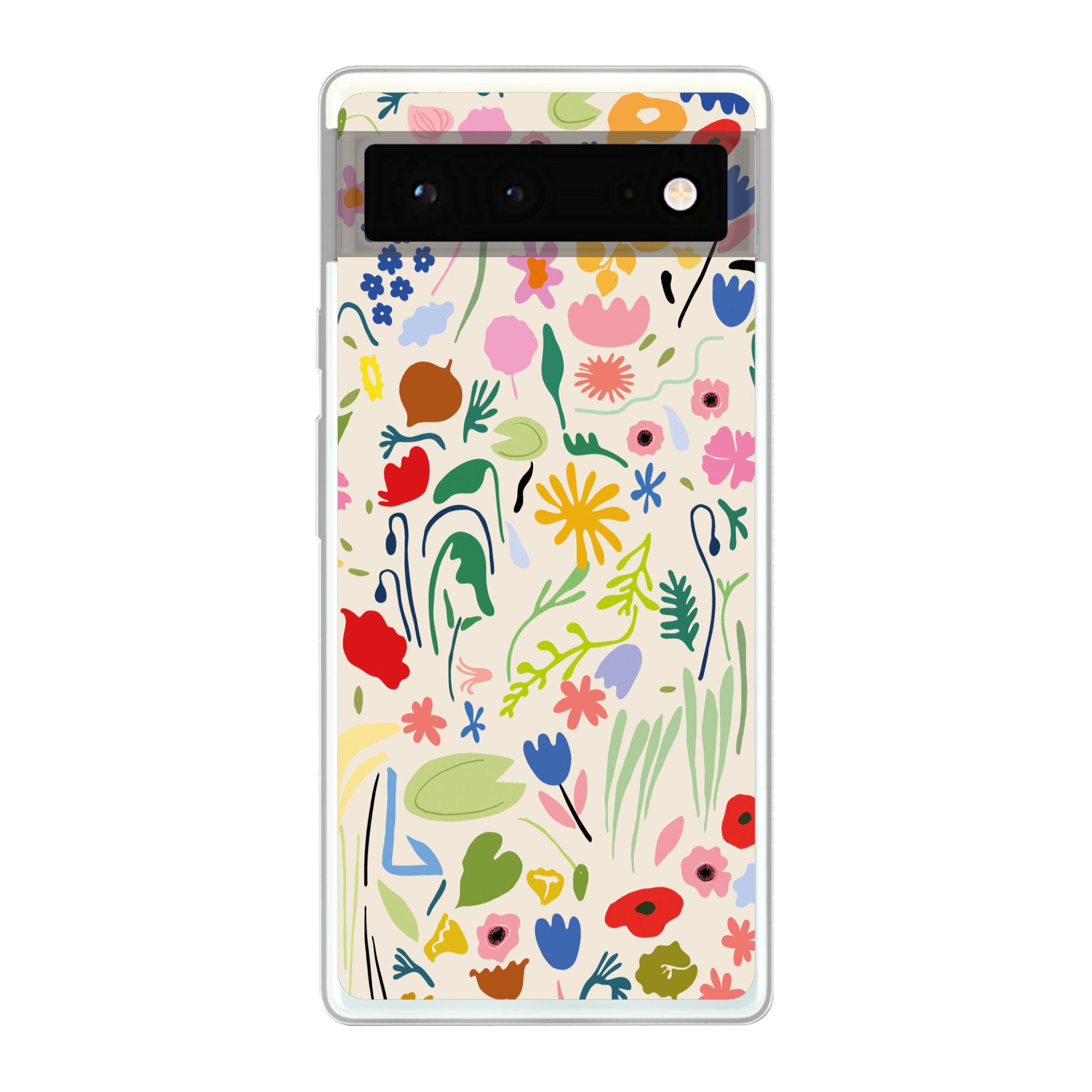 MuchoWow Handyhülle für Google Pixel 6 Blumen - Muster - Pflanzen, Handy Case, Silikon, Bumper Case Dünn