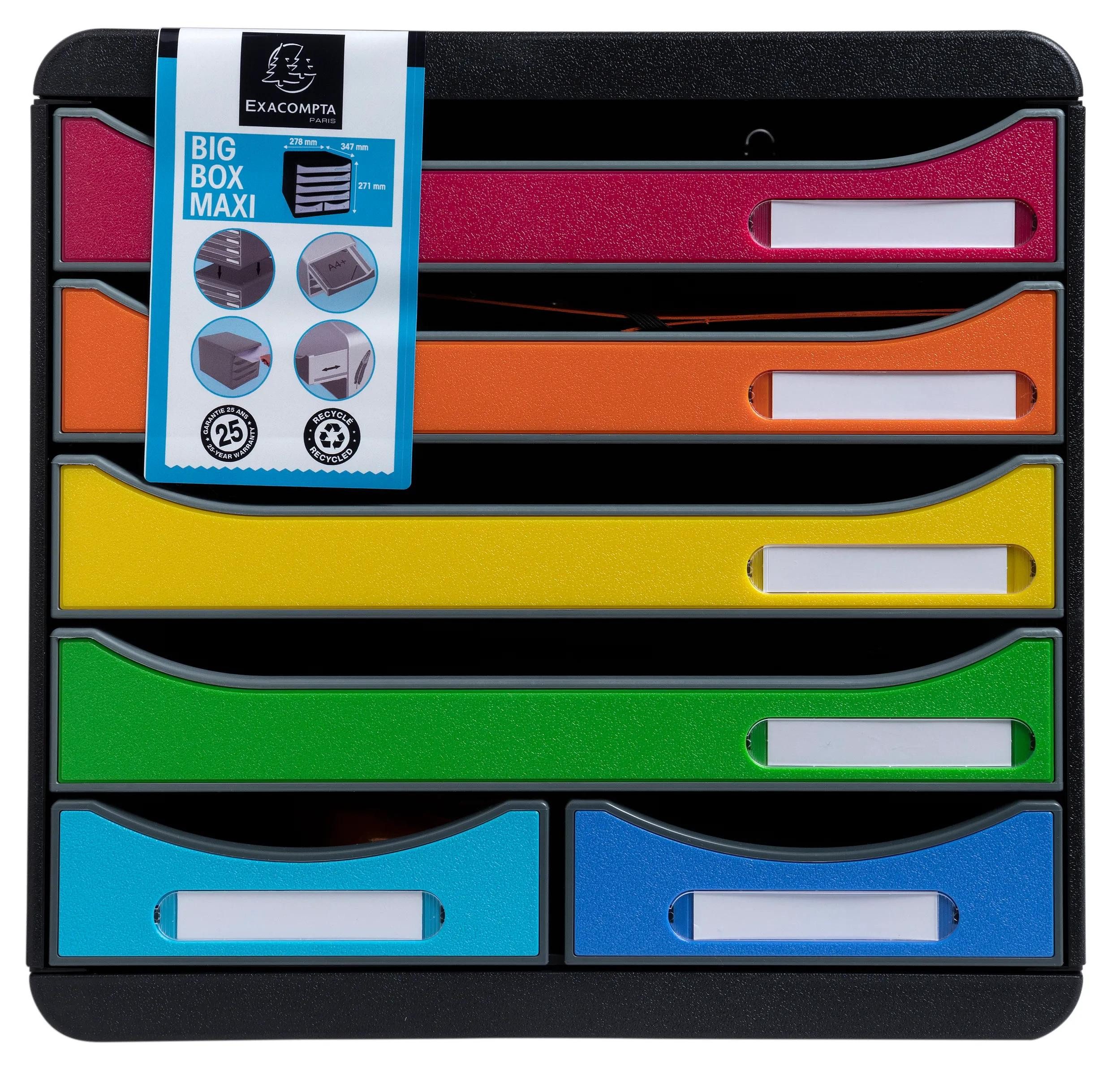 EXACOMPTA Schubladenbox Schubladenbox BIG BOX MAXI, 6 offene Schubladen, Regenbogen, 312798D, Schubladenboxen