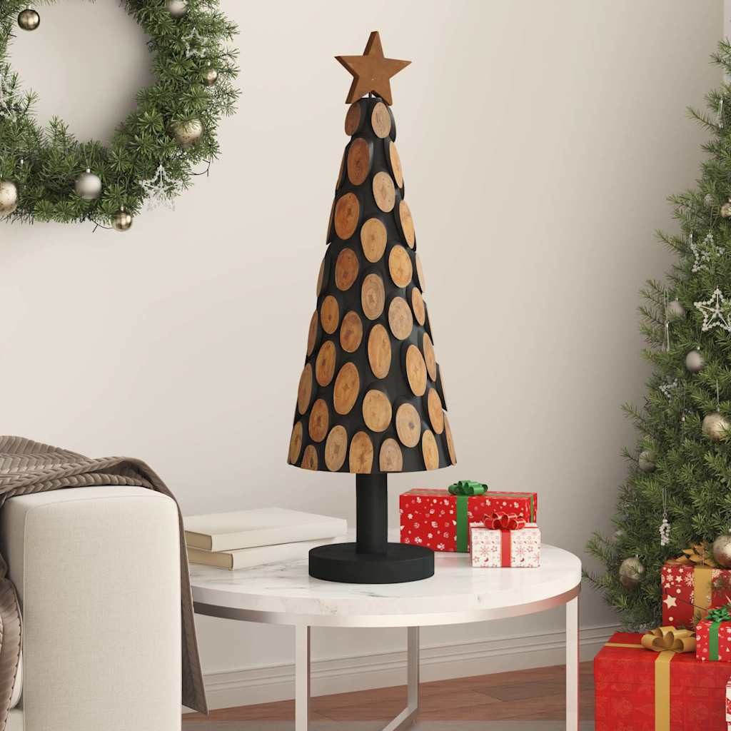vidaXL Künstlicher Weihnachtsbaum Weihnachtsbaum mit Ständer Braun 90 cm Massivholz