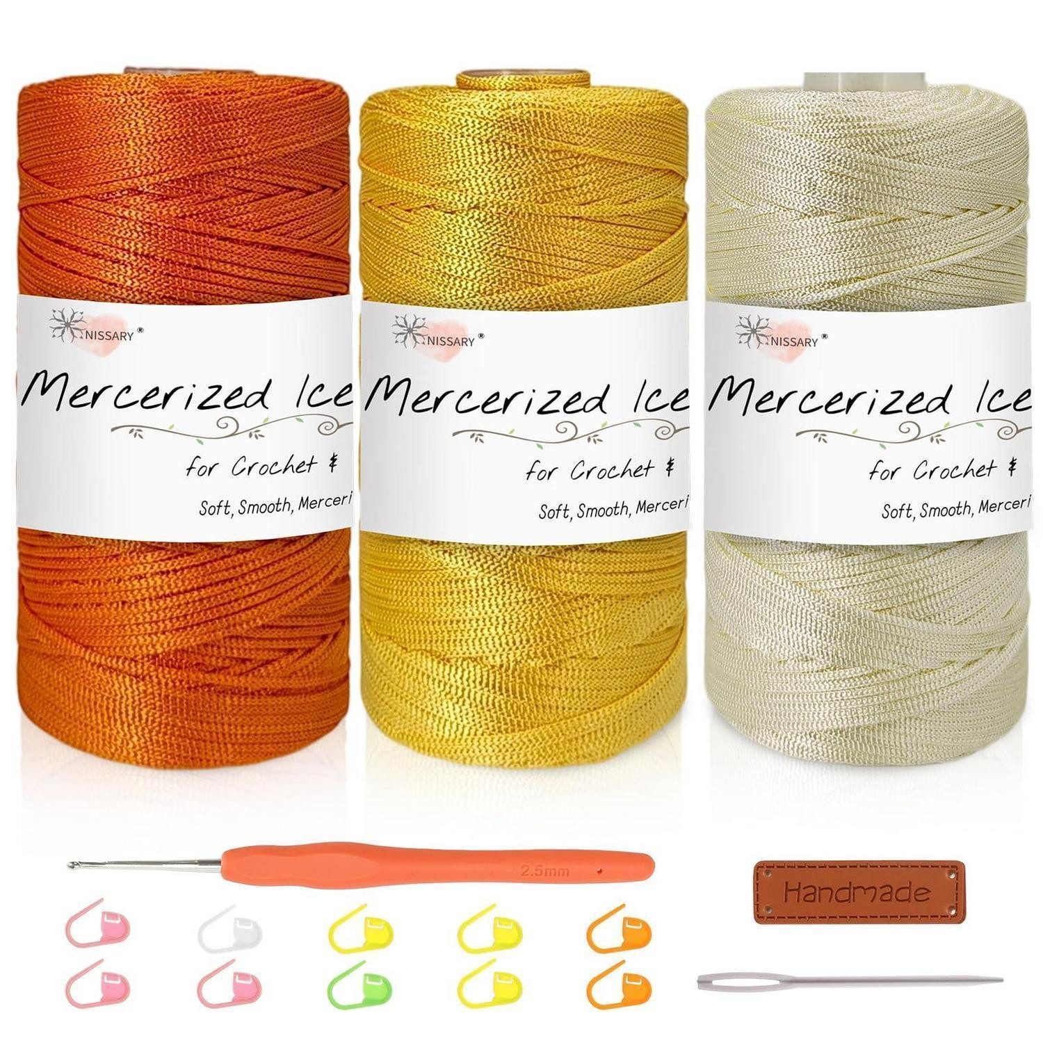 LuxusKollektion Makramee Garn Set 1.5mm 2x100g Eis-Seide Gelb Häkelwolle