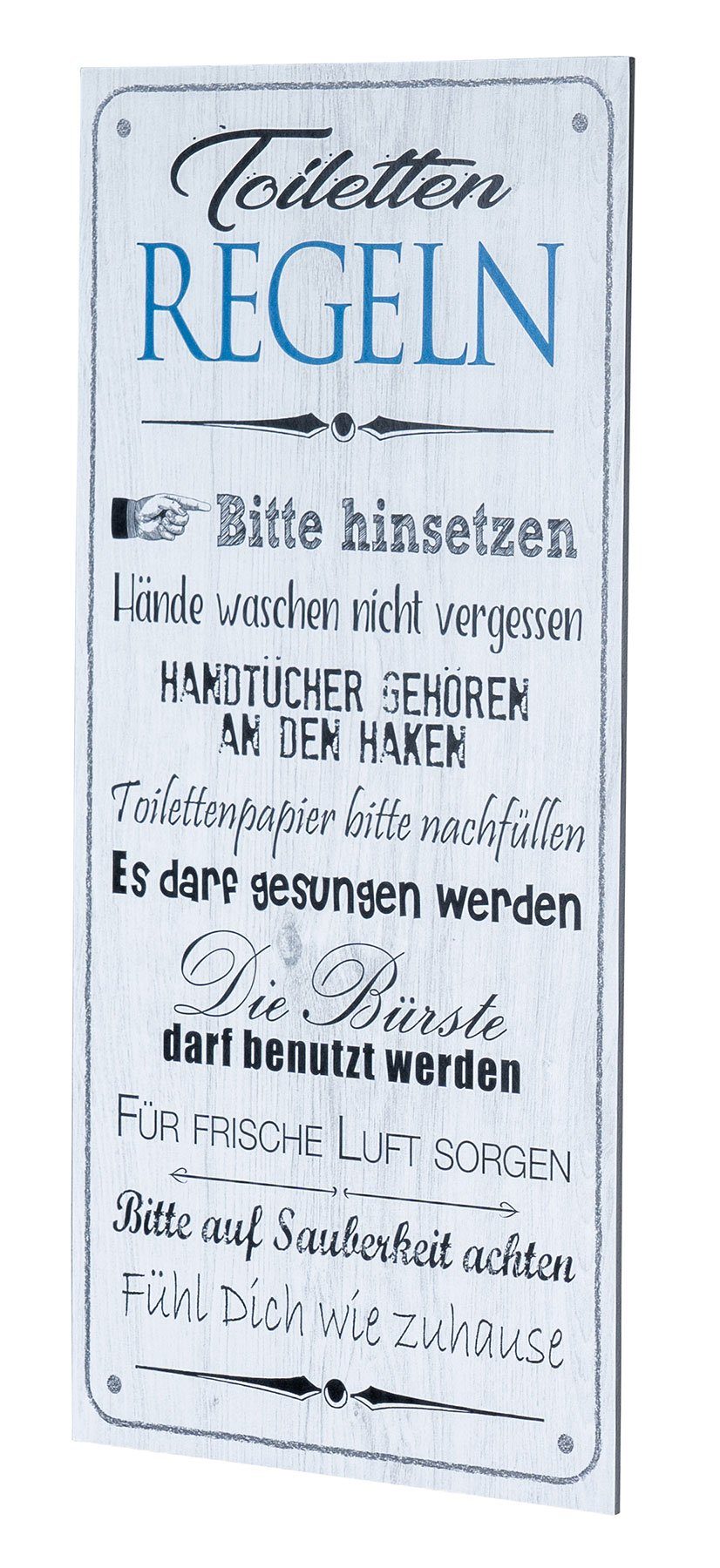 Levandeo® Wandbild, Wandbild 20x40cm Toilettenregeln Bad Spruch Deko Wandsc günstig online kaufen