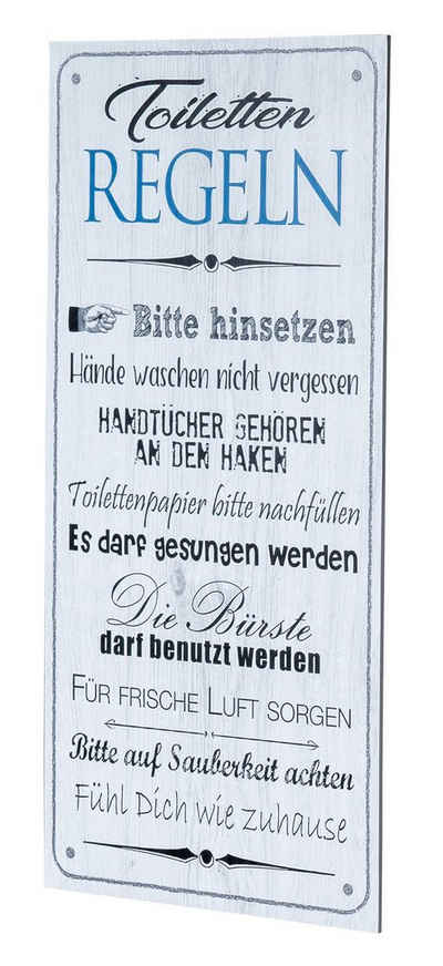 Levandeo® Wandbild, Wandbild 20x40cm Toilettenregeln Bad Spruch Deko Wandschild Bild