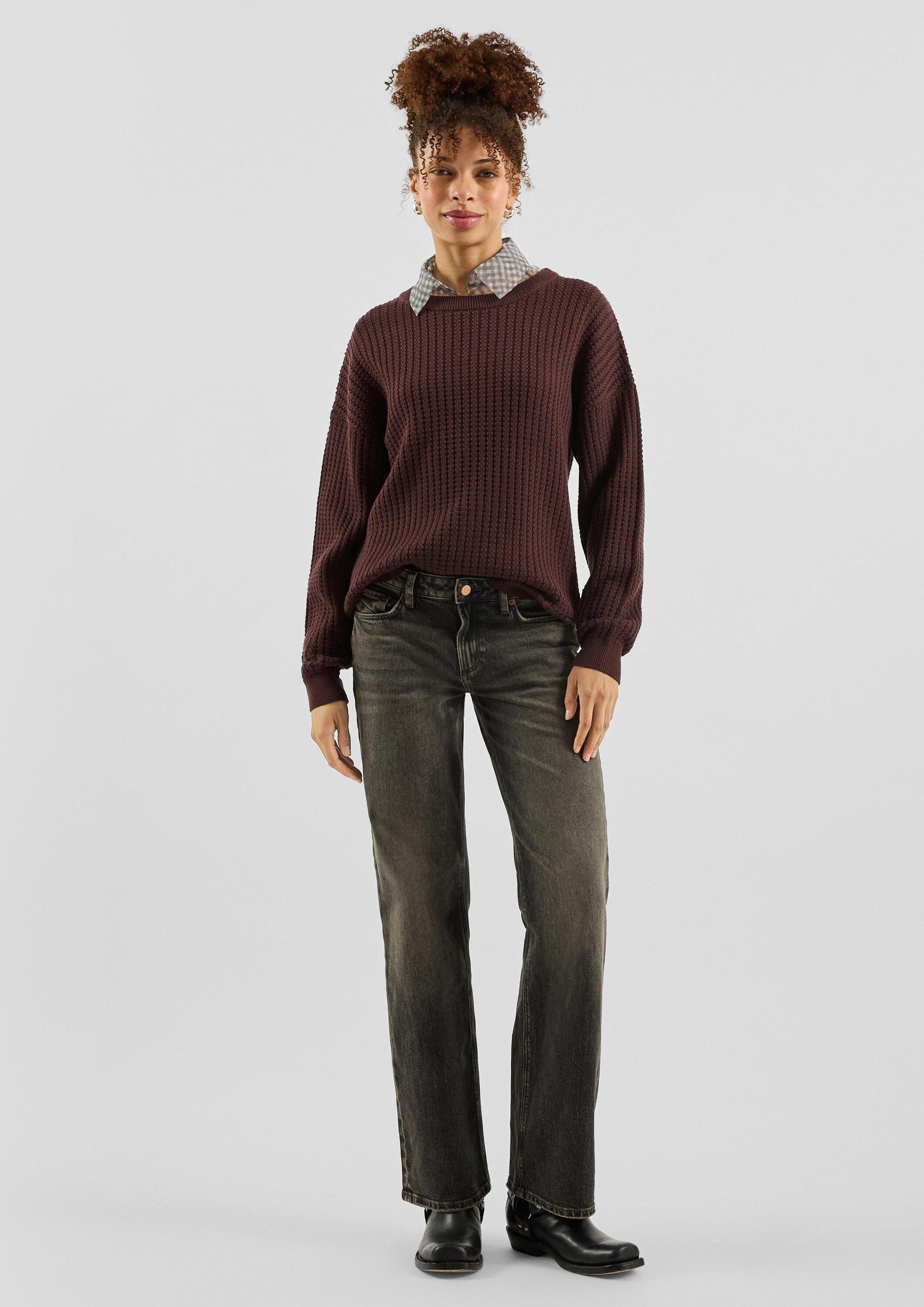 QS Longpullover Strickpullover Strukturierter Pullover