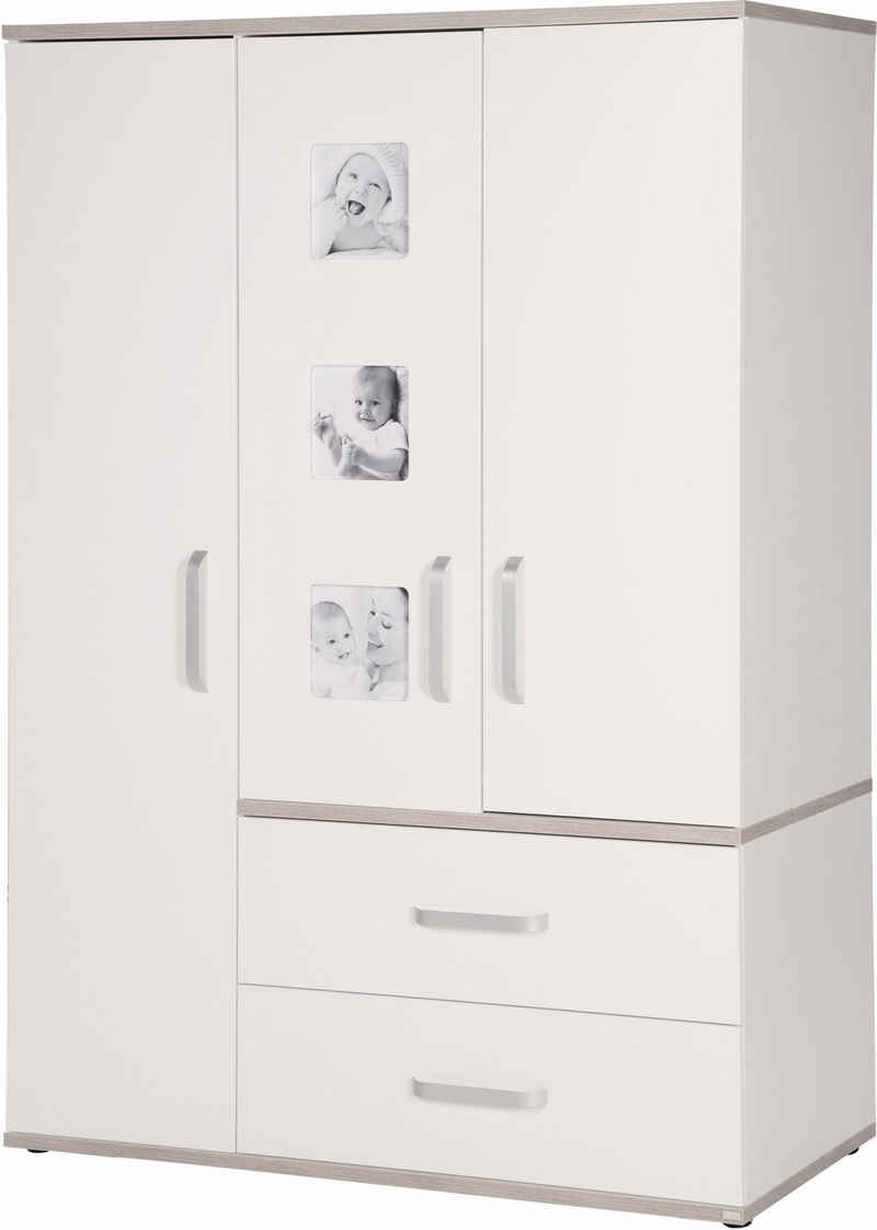 roba® Kinderkleiderschrank Moritz, 3-türig mit integrierten Bilderrahmen an den Türen; Made in Europe