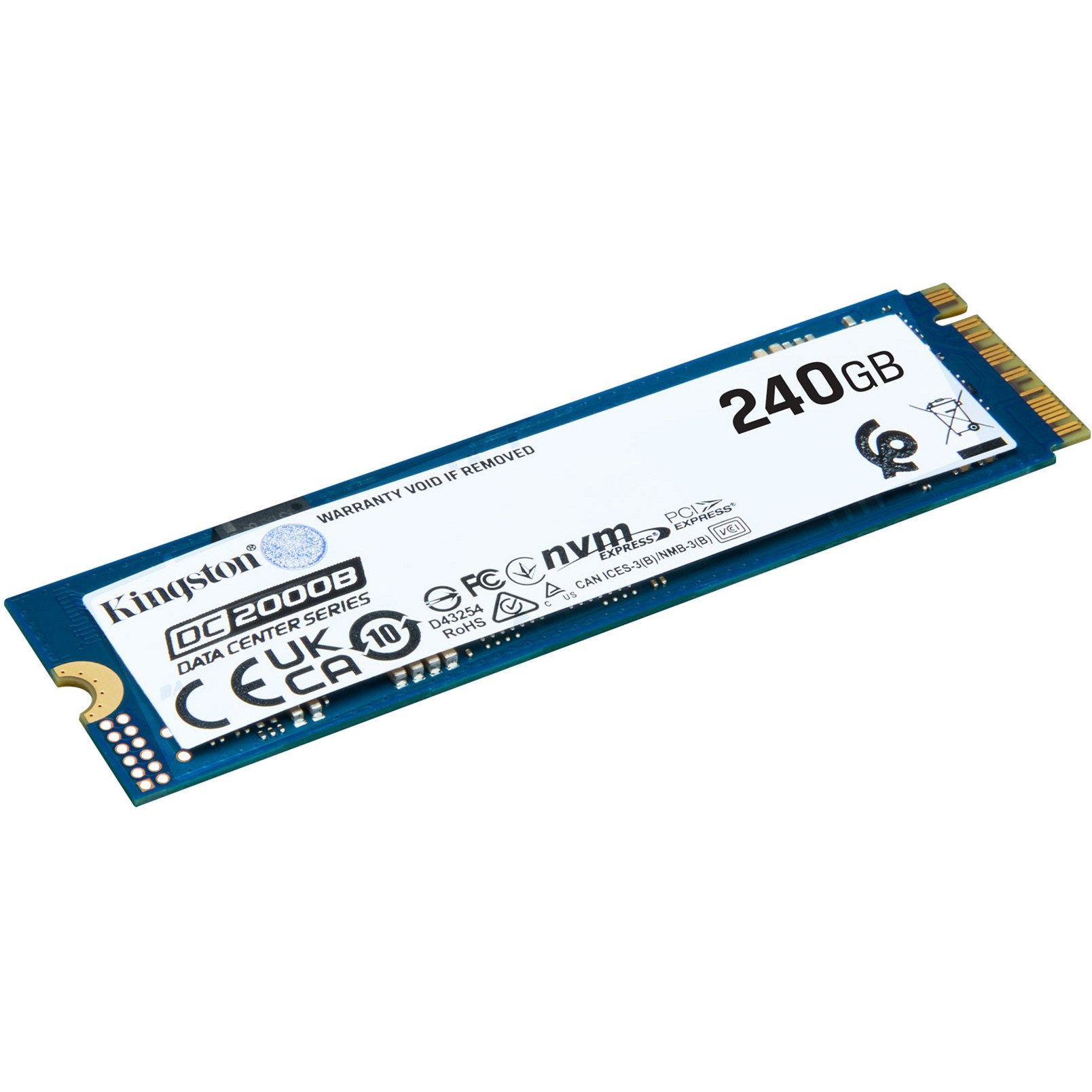 Kingston DC2000B 240GB NVMe SSD Server Enterprise Gen4 interne SSD (240 GB) M.2" 450 MB/S Lesegeschwindigkeit, 400 MB/S Schreibgeschwindigkeit, PCIe 4.0, NVMe, Power Loss Protection, 3D TLC, Kühlkörper