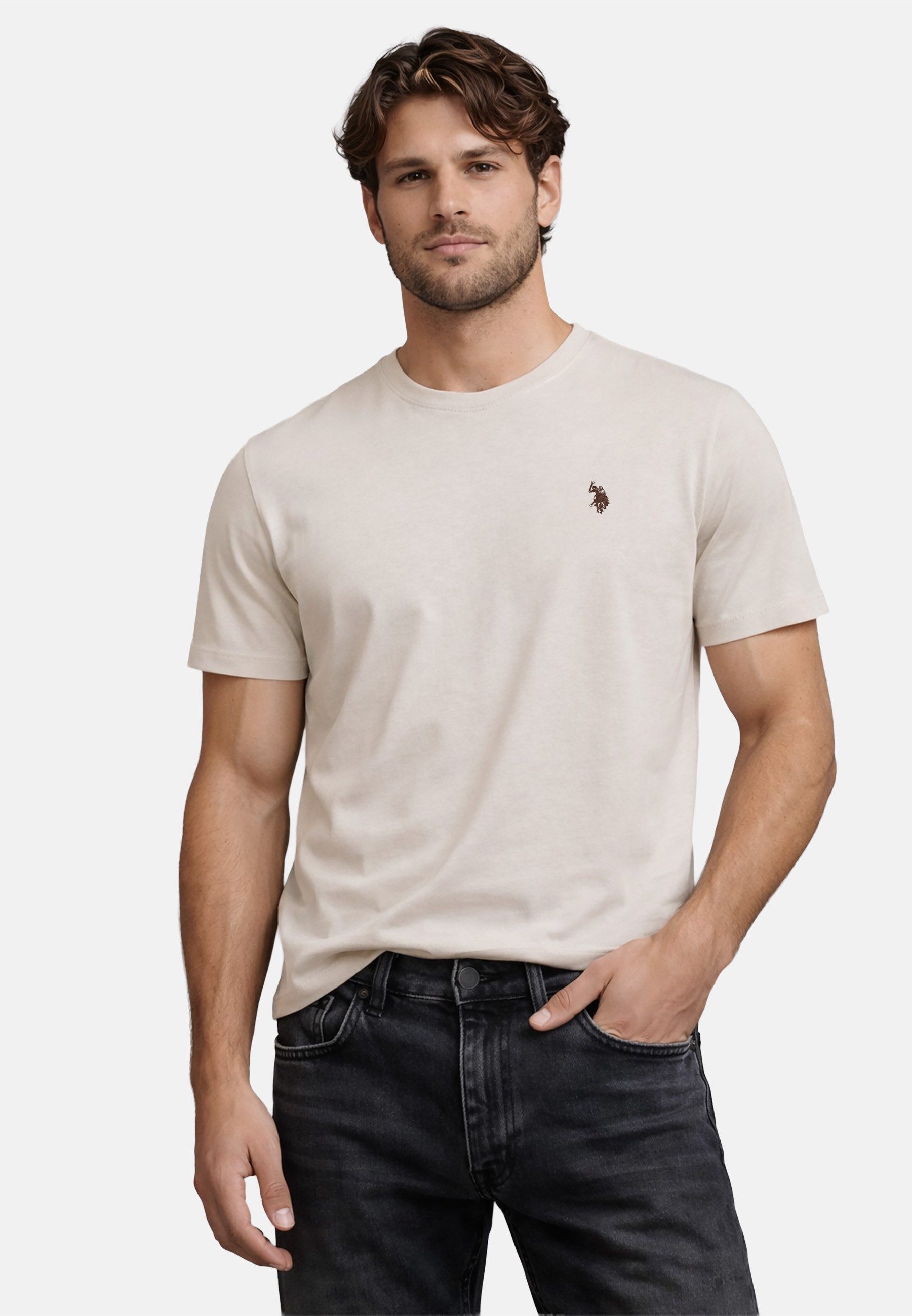 U.S. Polo Assn. T-Shirt USCaaleb – Herren Basic mit Rundhalsausschnitt 100 % Baumwolle mit weicher Haptik und leichtem Tragegefühl