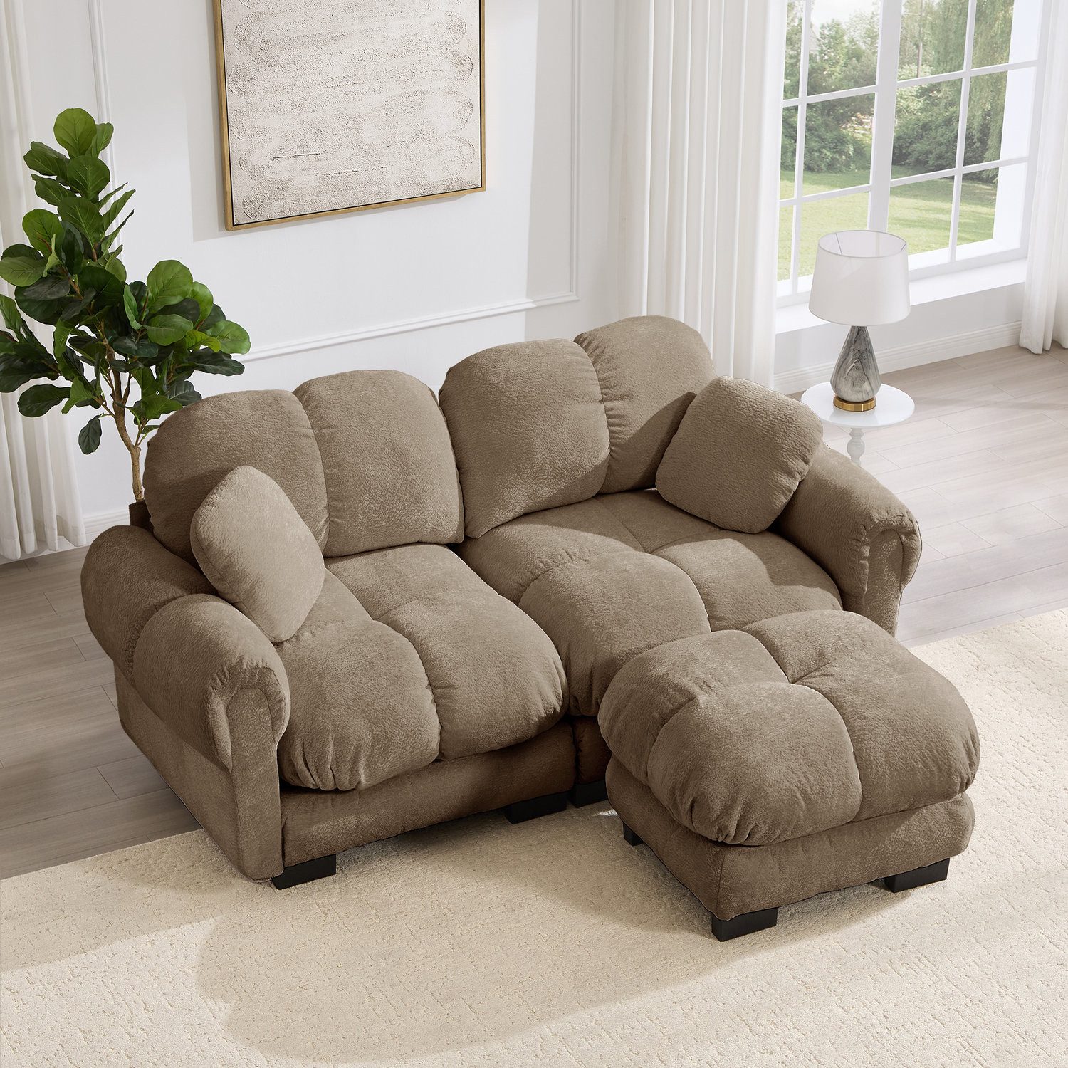 Odikalo 2-Sitzer Schlafsofa Polstersofa Ecksofa, Feines Steppdesign, eleganter Stil, Modulares sofa,Dicke Sitzkissen,Weich & Stützend,Ergonomisch geformte Rückenlehne,Einfach Aufzubauen
