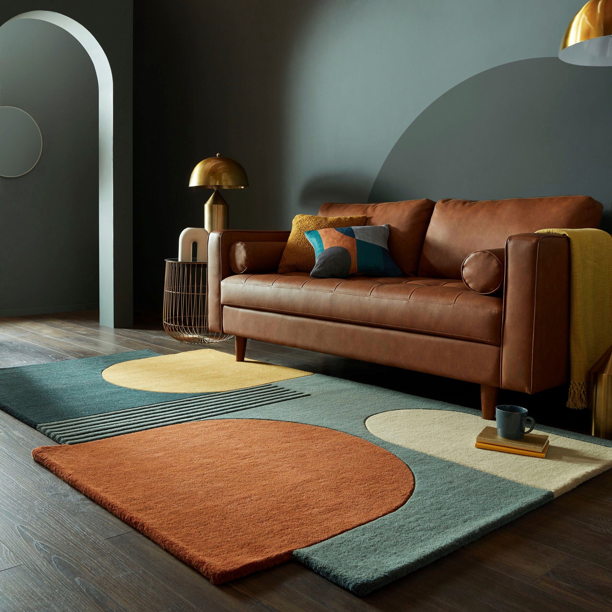 FLAIR RUGS Wollteppich Lozenge, rechteckig, Höhe: 10 mm, Kurzflor, Retro Muster
