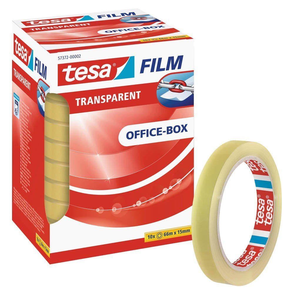 tesa Klebeband tesafilm® 57372 Klebefilm transparent 15mm x 66m - 10 Rollen