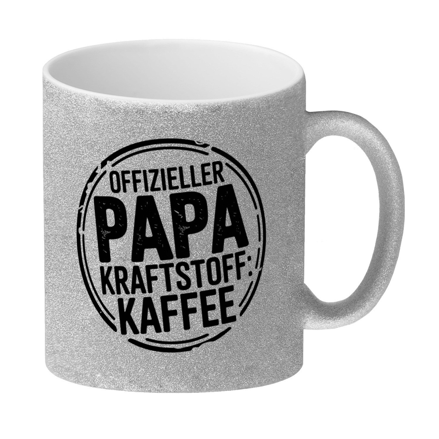 speecheese Tasse KAFFEE - Offizieller Papa Kraftstoff Glitzer-Kaffeebecher für Vatertag