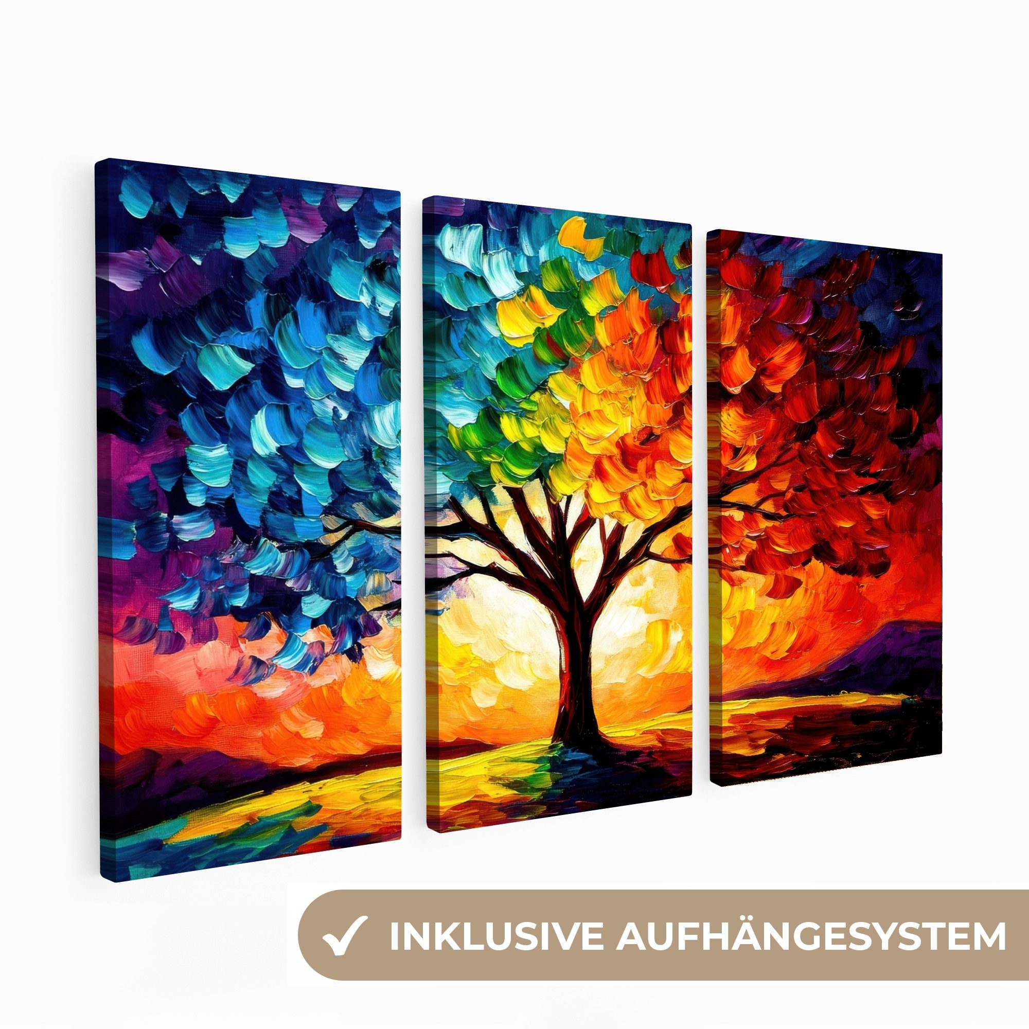 MuchoWow Leinwandbild Baum - Farbenfroh - günstig online kaufen