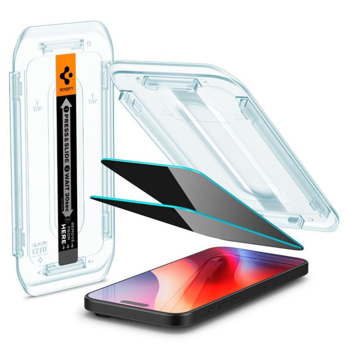 Spigen Displayschutzglas 2x Panzerglas iPhone 17 Pro Max / 16 Pro Max Sichtschutz Displayschutz für Apple iPhone 17 Pro Max, 2x Displayschutz-Set, 2 Stück, Privacy, Anti-Fingerabdruck, Case Friendly, Hartglas