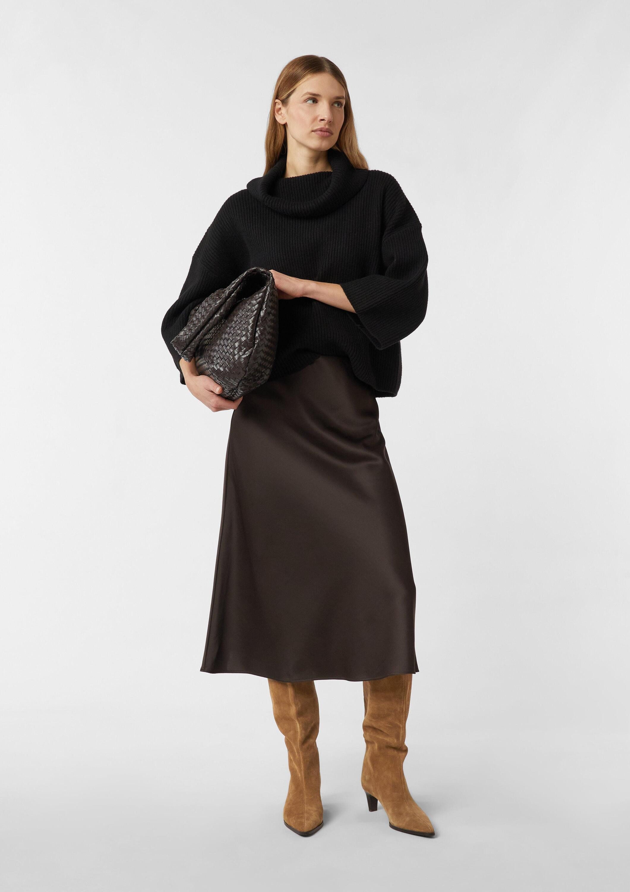 comma Maxirock Rock Fließender Satinrock in Midi-Länge