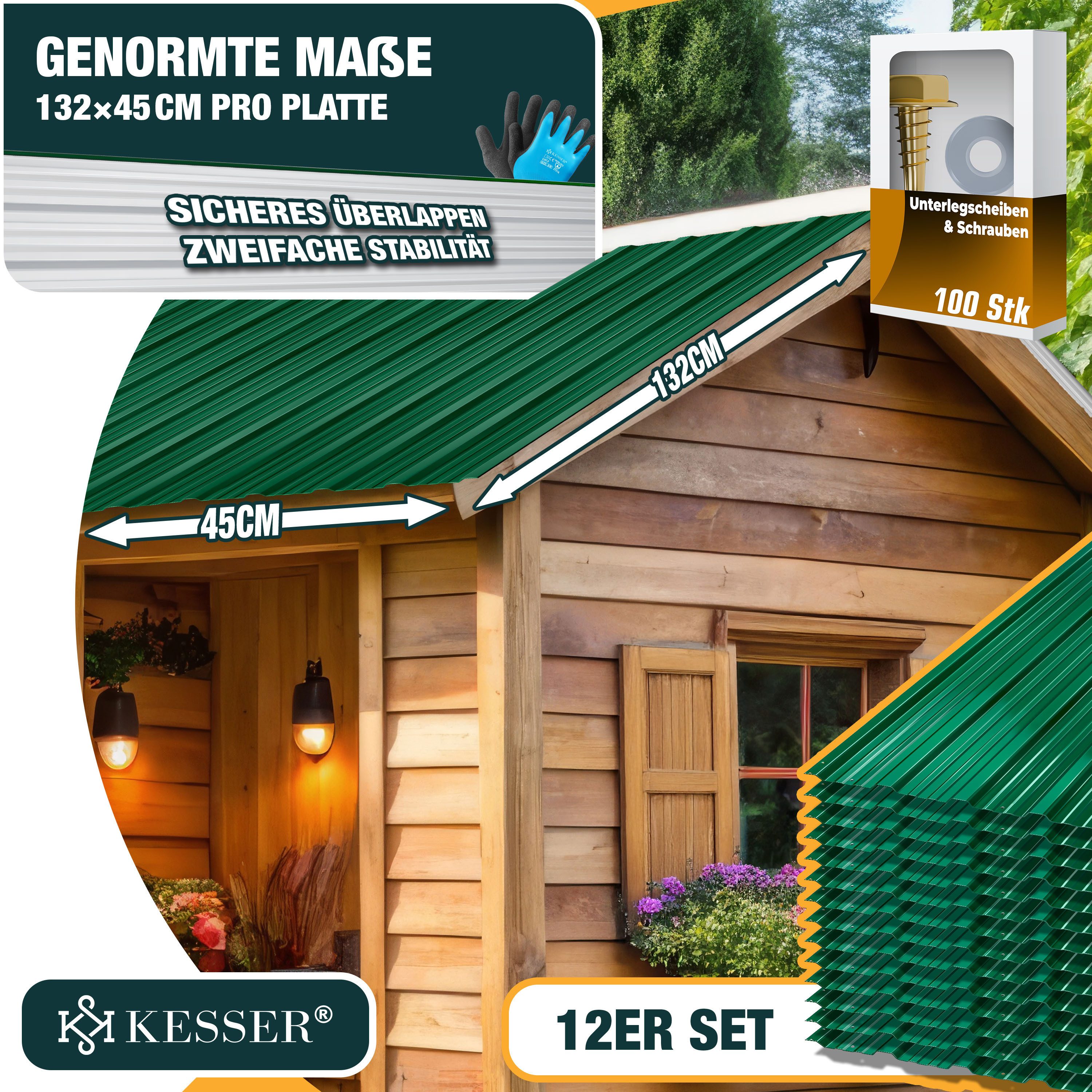 KESSER Trapezblech, 12 Profilblech Trapezblech 129cm 45cm 7 m² - Dachblech Dachplatten