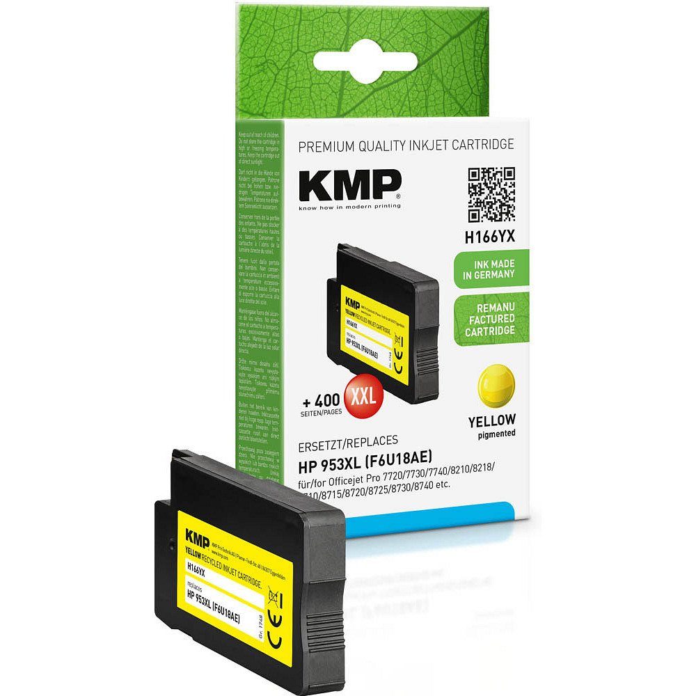 KMP 1 Tinte H166YX ERSETZT 953XL - yellow Tintenpatrone (1 Farbe, 1-tlg)