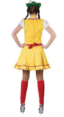 Karneval-Klamotten Kostüm gelbes Dirndl mit Schürze und Choker für Damen, Damenkostüm Frauenkostüm Dirndl Oktoberfest Bayern Karneval