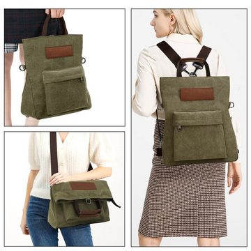 TAN.TOMI Schultertasche Canvas Rucksack Damen 2 in 1 Groß Crossbody Tasche Handtasche, für Arbeit, Büro, Einkaufen, Shopper Reisen im Freien