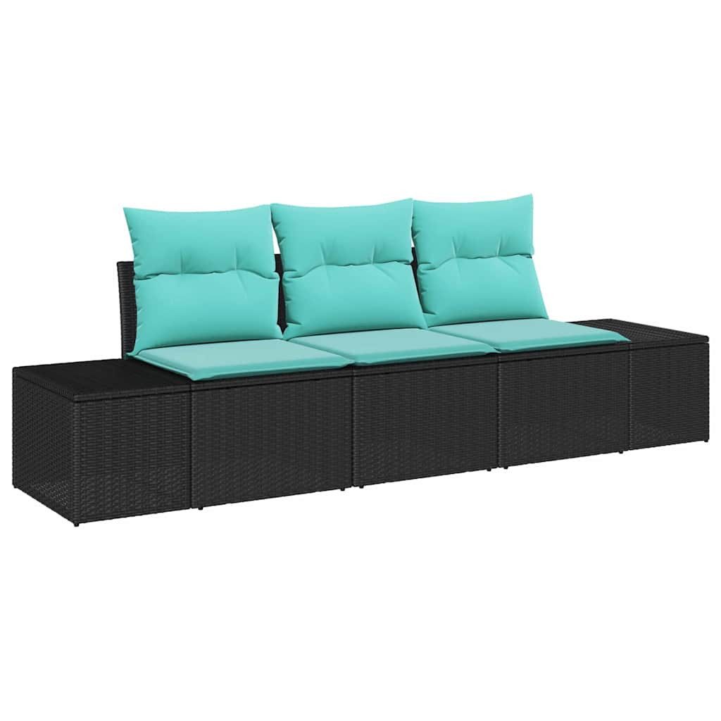 vidaXL Gartenlounge-Set Sofa Set 3 Stk. Schwarz [Synthetisch]: Poly Rattan, (3-tlg)