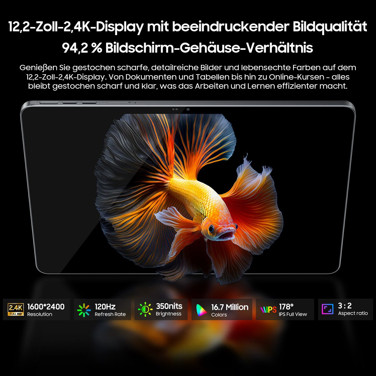 blackview Mega 12 12,2 Zoll, 5G Tablet mit SIM Karte, Android 16, 120Hz 2.4K Tablet (12,2", 256 GB, Android 16, 5G, DokeOS_P 5.0 A16, WiFi 6E, 10000mAh, 2,4K, Dimensity 7200, Octa-Core)