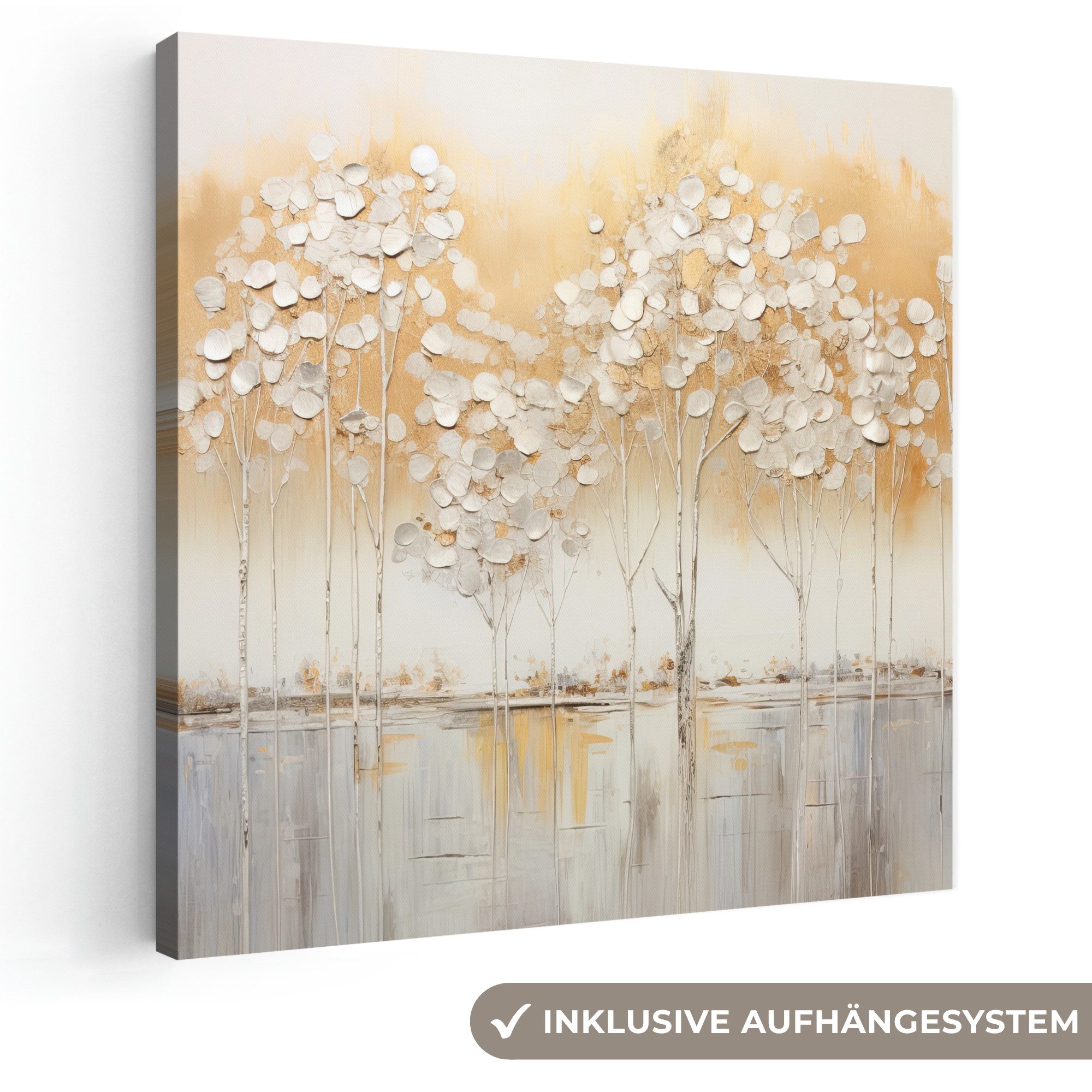 OneMillionCanvasses® Leinwandbild Bäume - Kunst - Acryl - Natur, Fotodruck (1 St), Wandbild, Deko Schlafzimmer Wohnzimmer Flur 20x20 cm