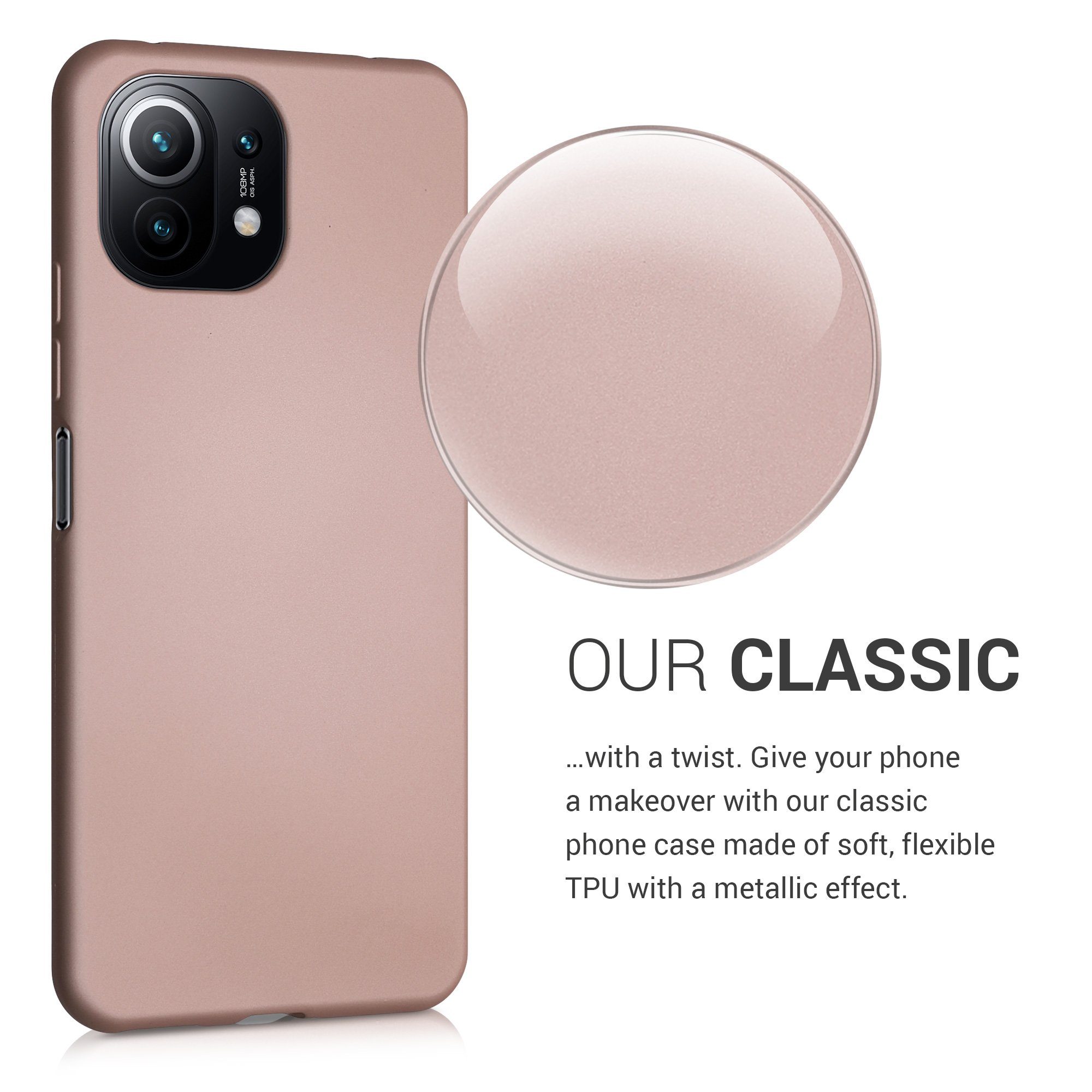 kwmobile Handyhülle Handyhülle für Xiaomi 11 Lite (5G) NE / Mi 11 Lite (5G) Hülle, weiche Silikon Case metallisch schimmernd - Schutzhülle Cover