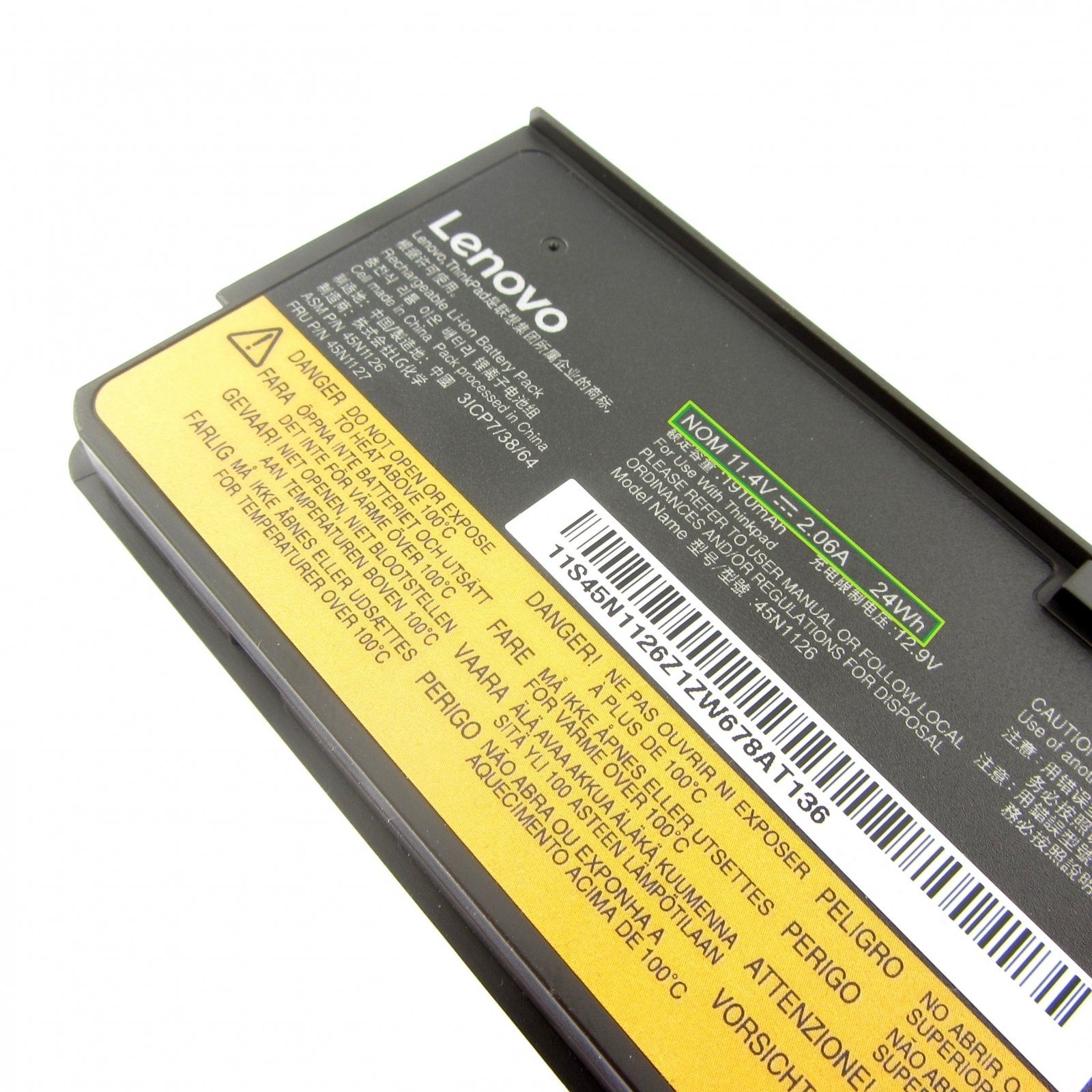 Lenovo Original Akku Battery Wh, LiIon, Laptop-Akku, 2090mAh für 11.4V, ThinkPa Zellen, 3 24 68 LENOVO Lithium-Ionen (LiIon)