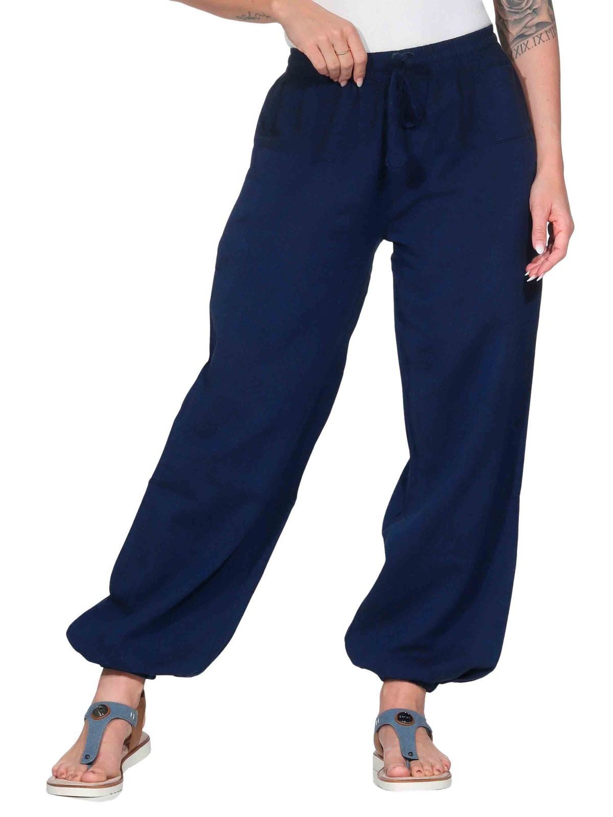 KUNST UND MAGIE Haremshose KUNST&MAGIE Damen Yoga/Pumphose Pluderhose unifarben Baumwolle lang