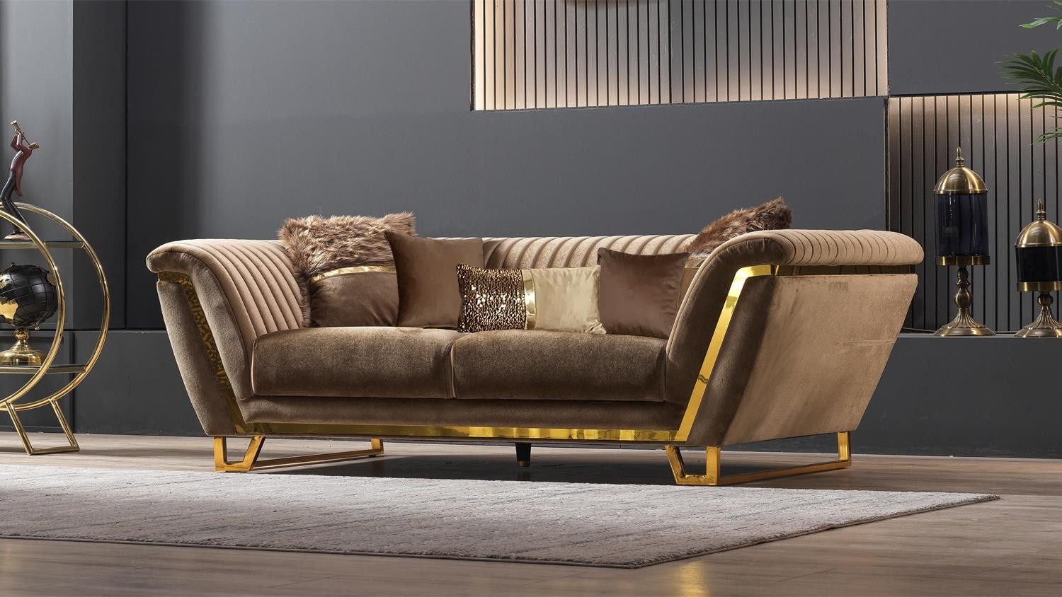 Möbel Akut Sofa 3-Sitzer Sofa Lugaro creme inkl. Kissen ca. 256 cm
