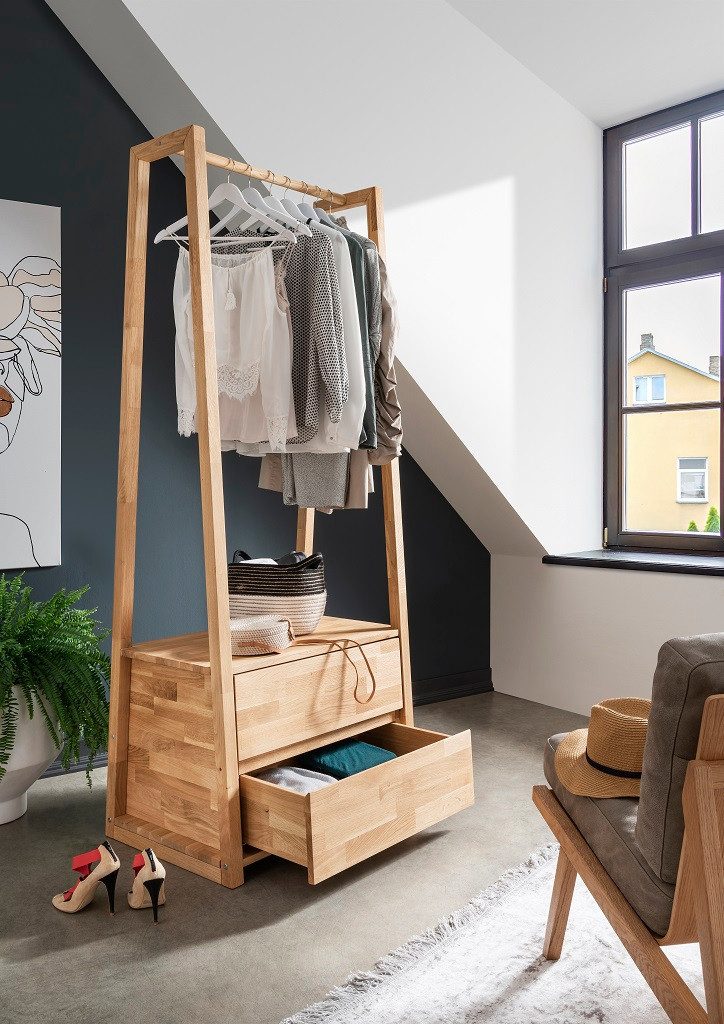 Main Möbel Garderoben-Set Garderobe mit Schubkästen 85x190cm 'Graz' Wildeiche geölt