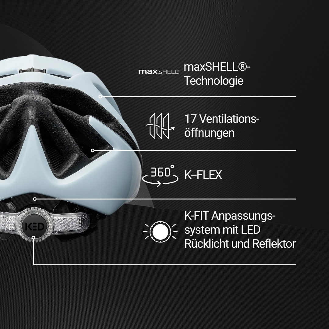 KED Fahrradhelm Spiri II Trend Allround Helm, LED Licht Und Reflektor, Optimierte Belüftung