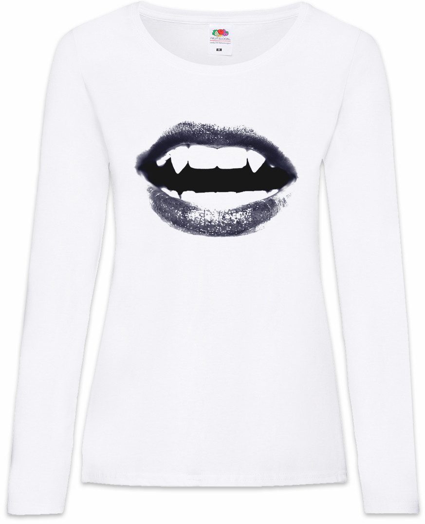 Langarmshirt Vampire Woman Mouth Damen Langarmshirt Vampir Girl Lady Blut True