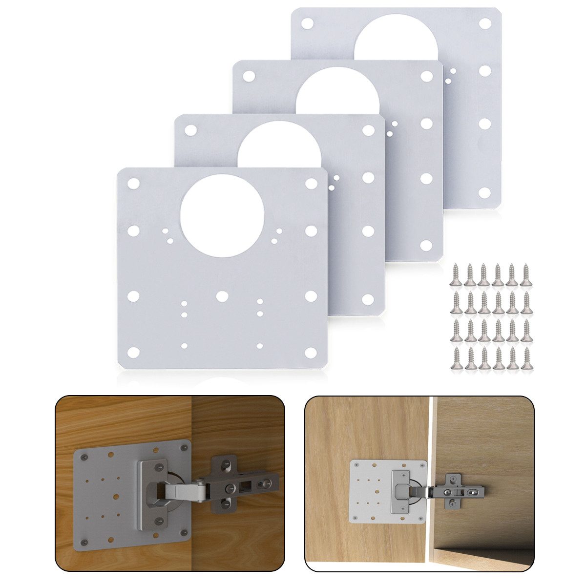 MS Beschläge Möbelbeschlag Schrank Möbel Reparaturplatte Edelstahl 90x90mm (4 St)