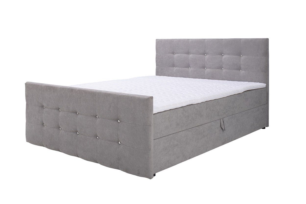 Hellgrau inkl. Ehebett mit Boxspringbett cm 140x200 Bonnelfederkern-Matratzen Topper Möbel Stoff (Polsterbett Deine 200x200 H3, Bettkästen), Topper mit und in 180x200 Schlafzimmerbett 160 CARMEN Cosmic inkl. 24 Komplettbett Bettkästen 160x200