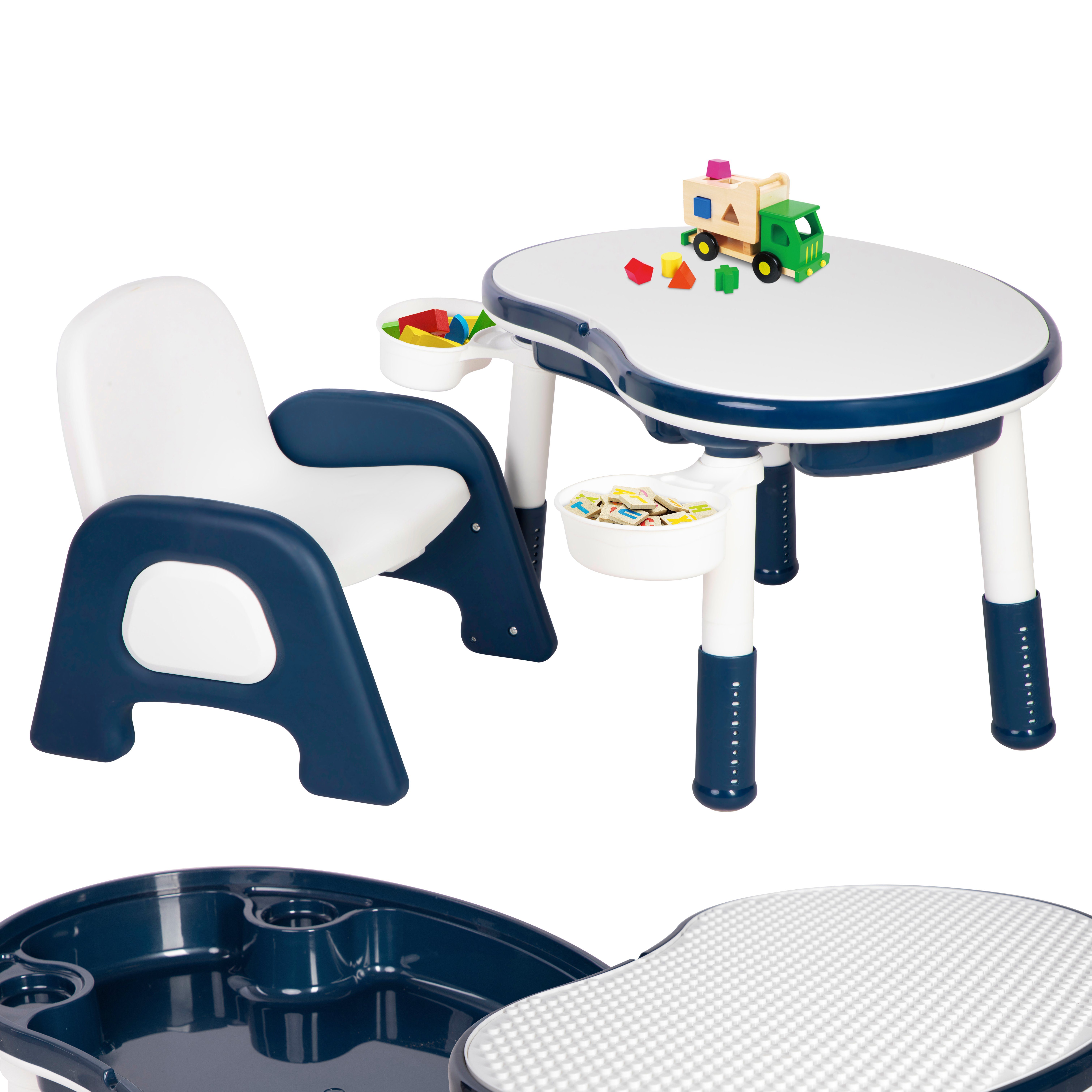 ONVAYA Kindersitzgruppe Kindertisch mit Stuhl, Spieltisch mit Stauraum, Höhenverstellbar