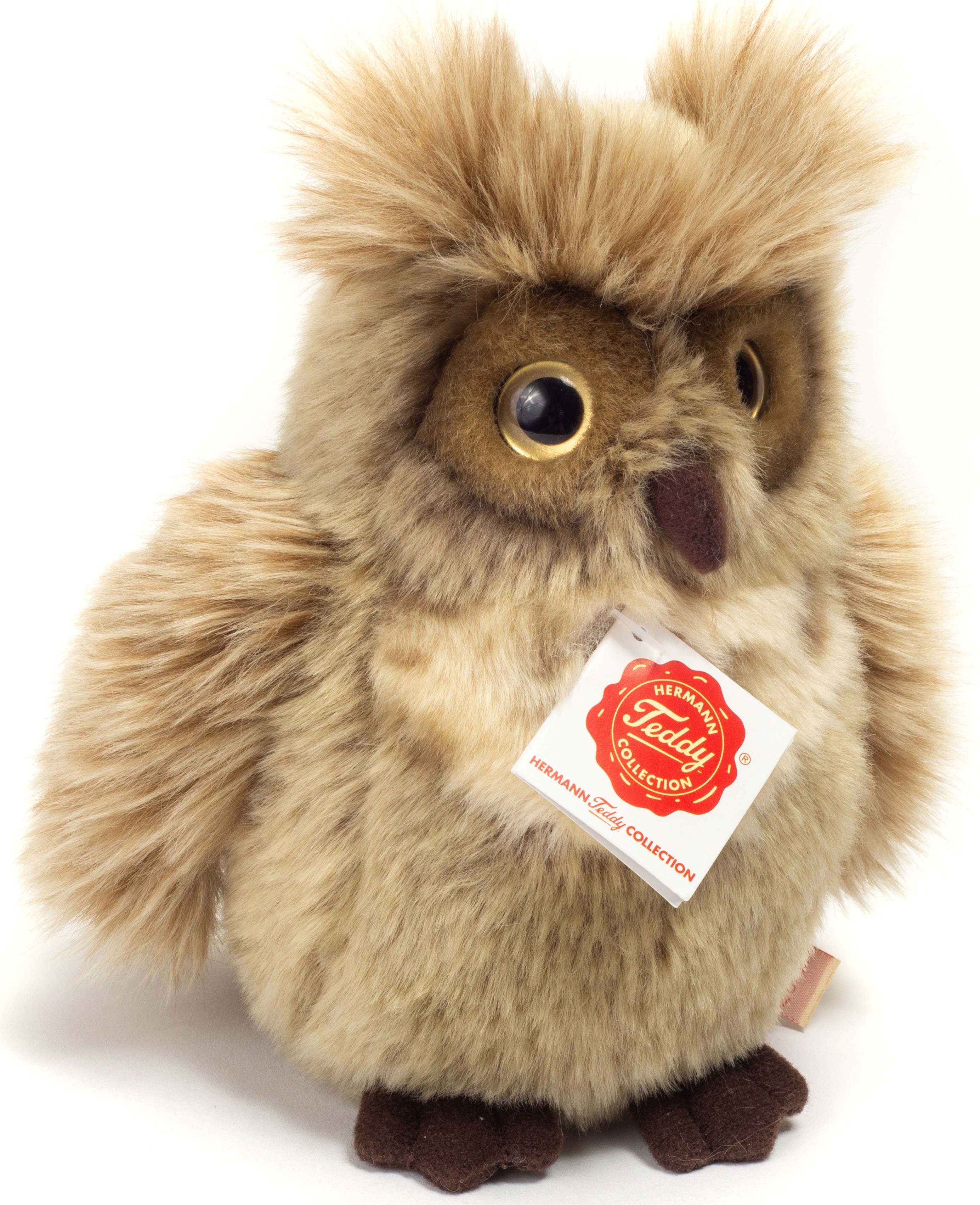Teddy Hermann® Kuscheltier Eule graubraun, 17 cm, zum Teil aus recyceltem Material
