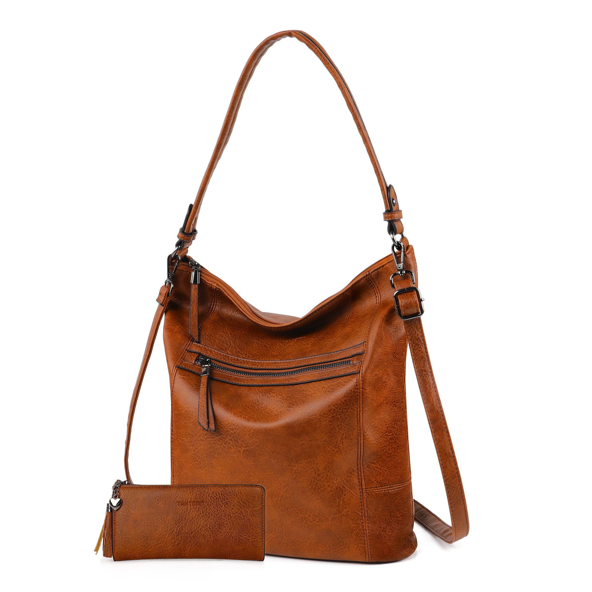 TANTOMI Handtasche 2-Tlg Shopper Schultertasche mit Geldbörse Damen Groß Umhängetasche, Crossbody Bag Damen für Pendler und Reisen mit Abnehmbarem Riemen
