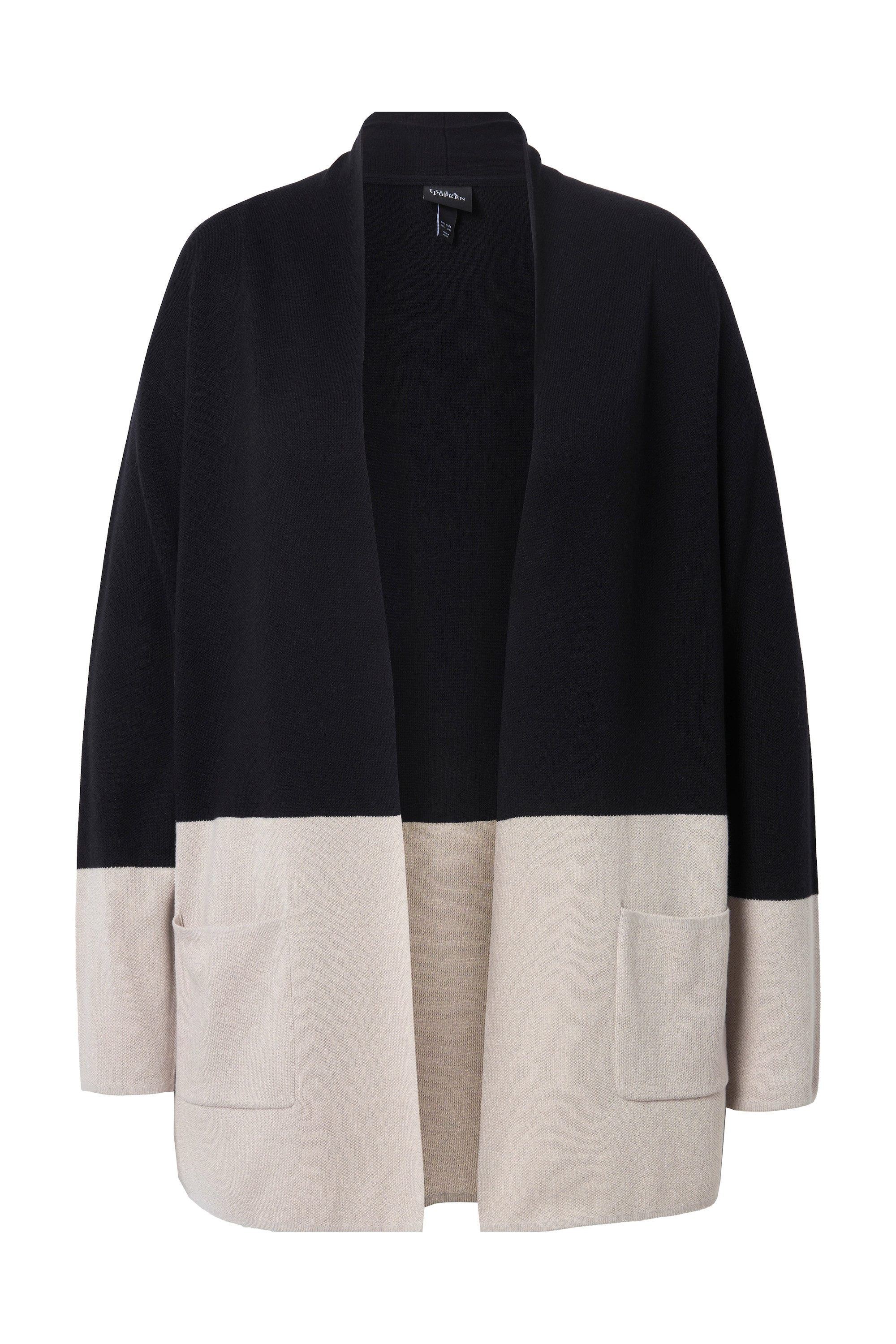 Ulla Popken Strickjacke Strickjacke Schalkragen Colorblocking günstig online kaufen