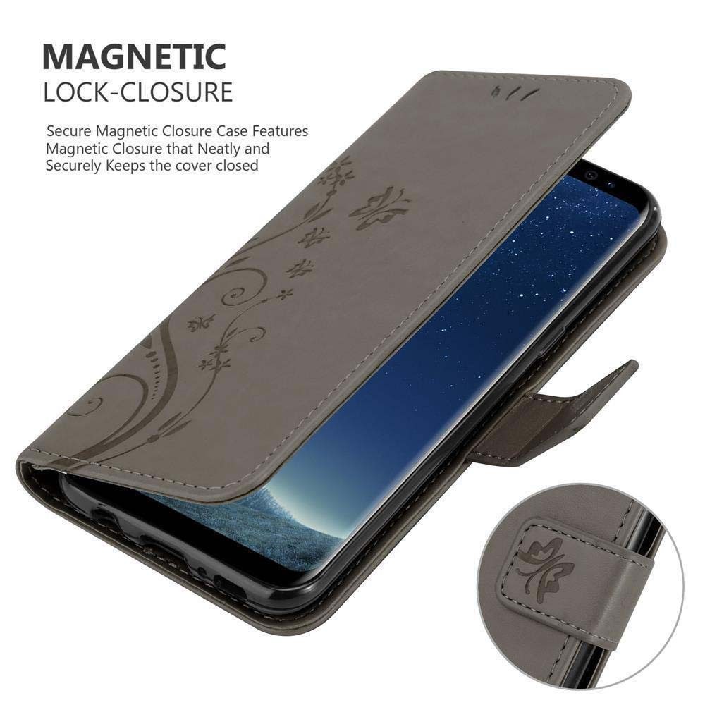 Cadorabo Handyhülle für Samsung Galaxy S8 PLUS Hülle Samsung Galaxy S8 PLUS, Hülle Schutzhülle Blumen Flower mit Standfunktion Kartenfach Magnet