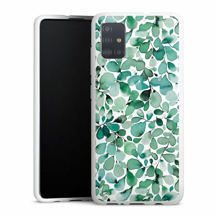 DeinDesign Handyhülle Pastell Wasserfarbe Blätter Watercolor Pattern Leaffy Leaves Samsung Galaxy A51 Silikon Hülle Bumper Case Handy Schutzhülle