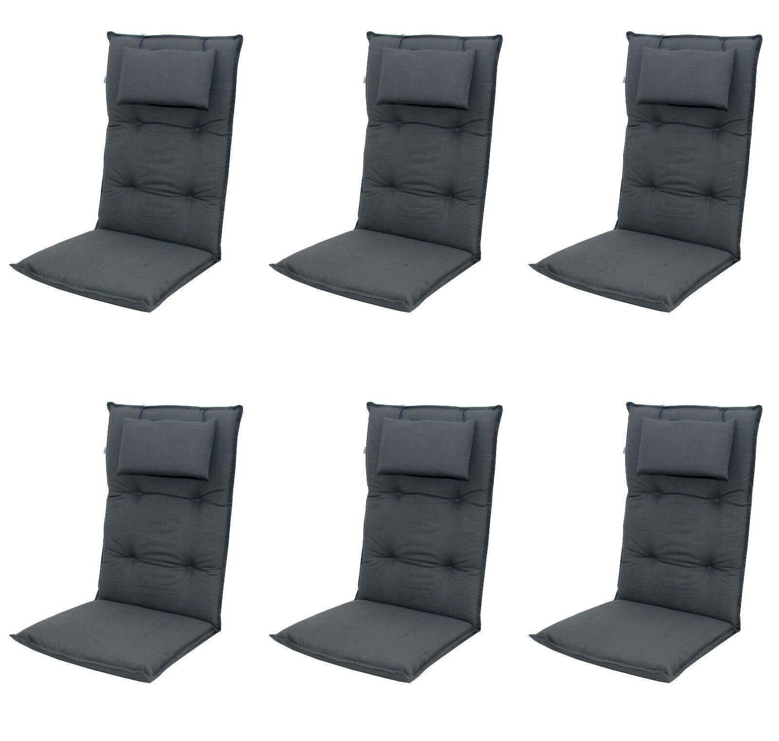 doppler® Hochlehnerauflage 6 er Set 940 Gartenstuhl Подушечки Kissen Polster für Hochlehner, (Spar-Set, 6 St., 6 Подушечки), für Hochlehner-Stühle