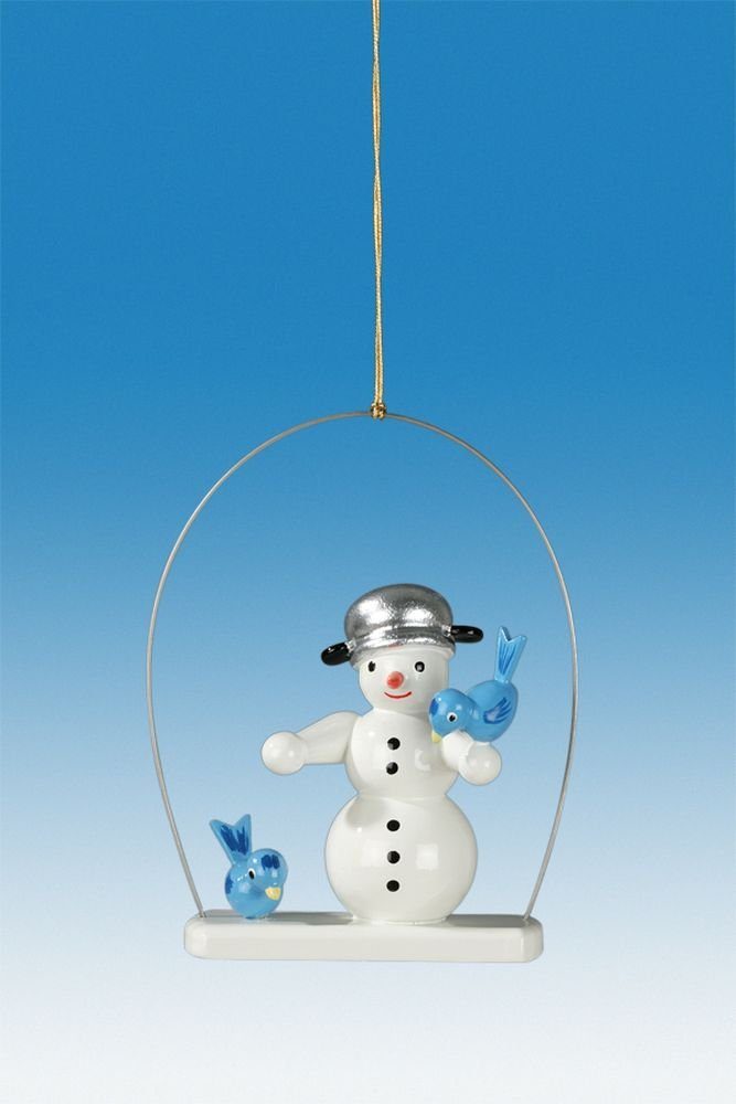 Christbaumschmuck Baumbehang Schneemann im Ring mit Vögel Höhe ca. 6cm NEU