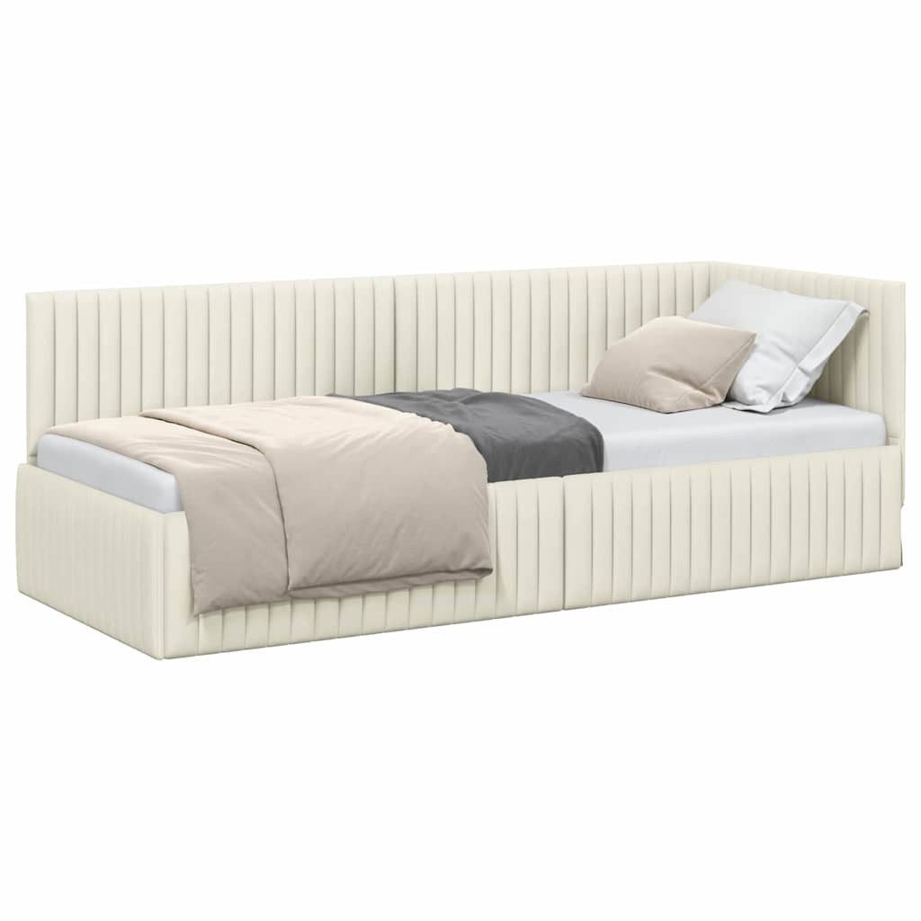 vidaXL Bett Eckbettgestell mit Kopfteil Creme günstig online kaufen