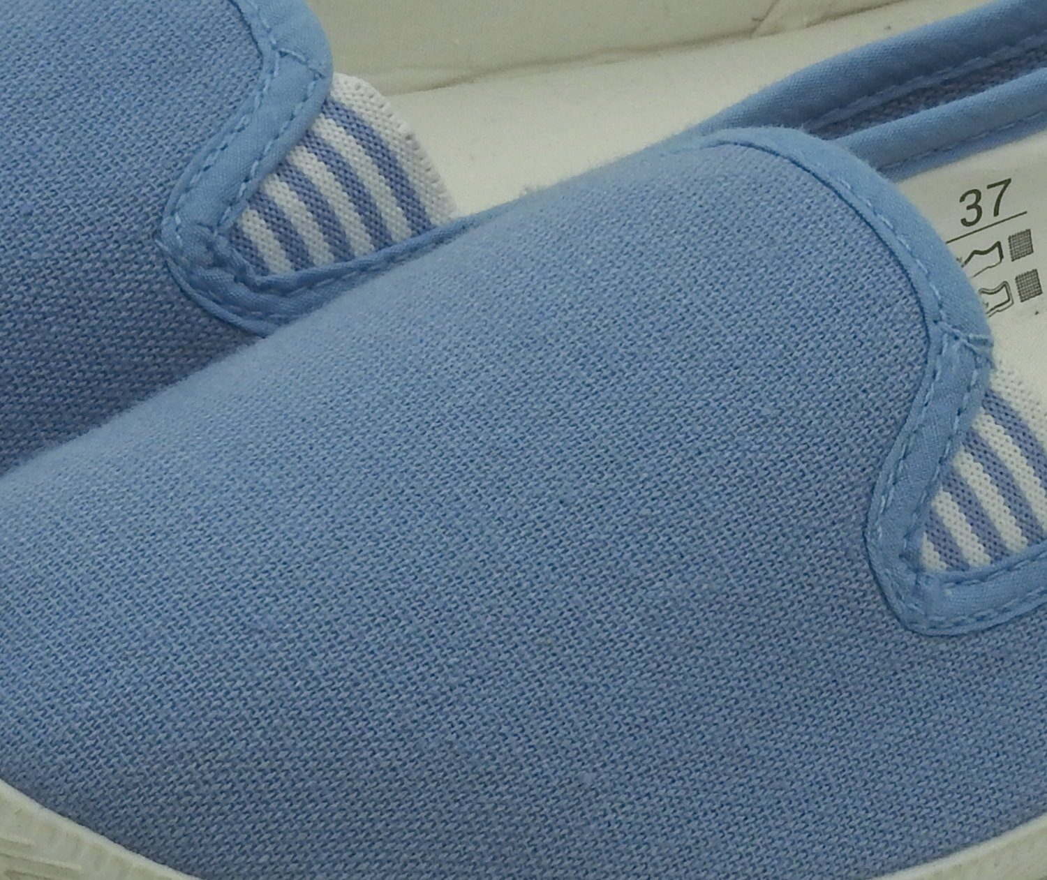 dynamic24 Sneaker Canvas Slipper On Damen Loafer Slip Hellblau Flats Freizeitschuhe Stoff Schuhe
