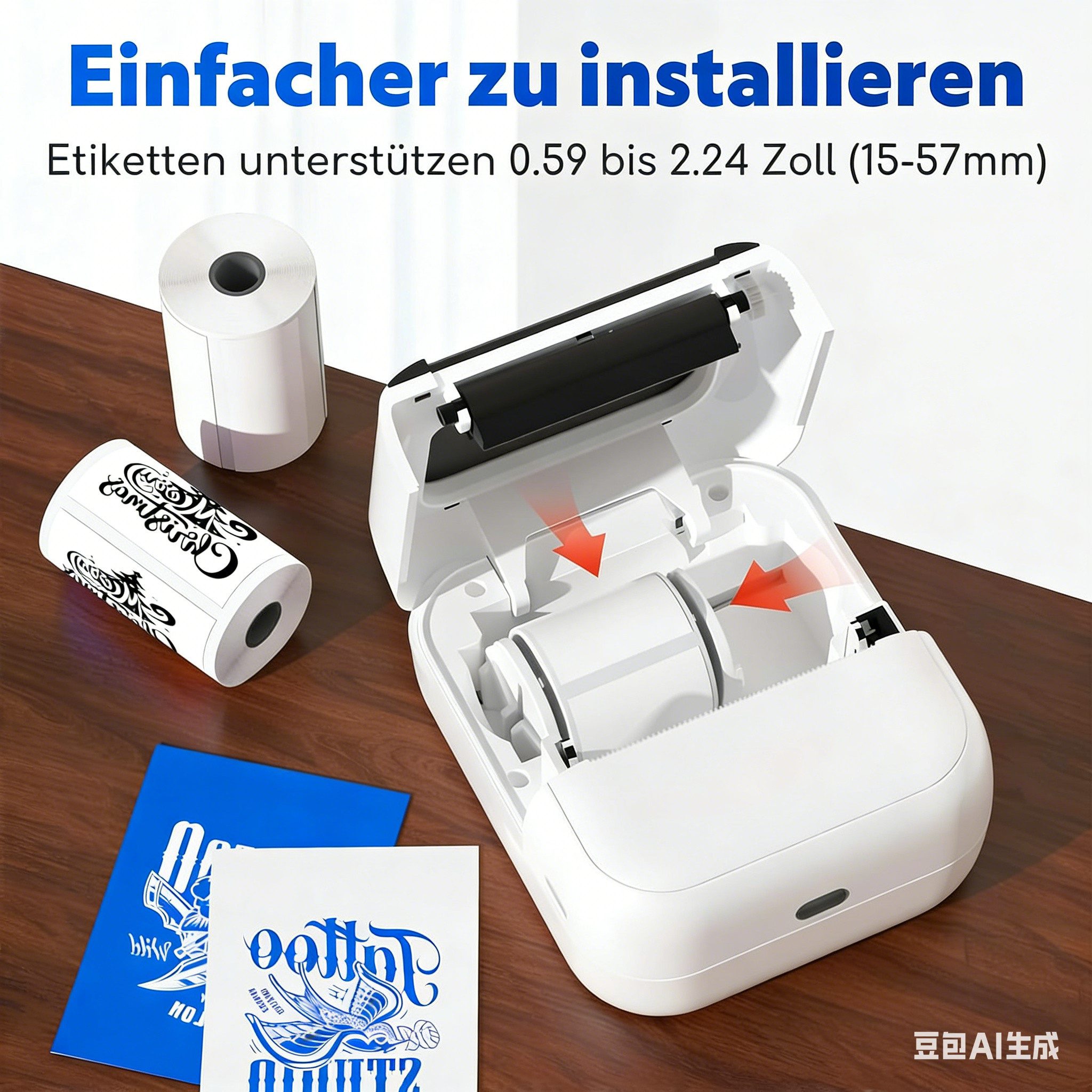 Luckice Tragbarer Thermodrucker Mini-Drucker Schablonendrucker Etikettendrucker, (Barcode-Drucker, Fotodrucker mit Bluetooth-Verbindung, große Auswahl an Grafik- und Textvorlagen)