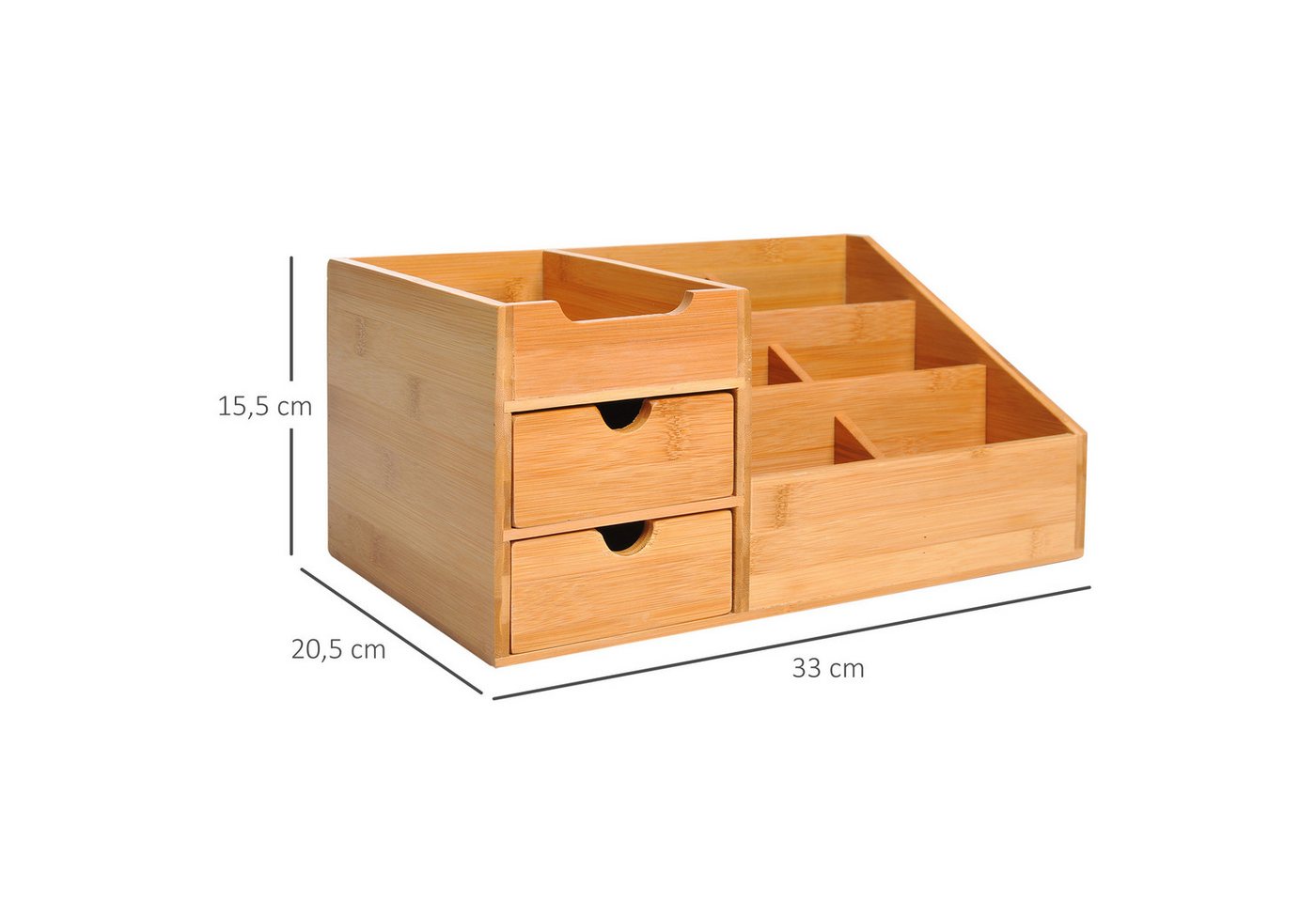 Thumbnail - MC Star Organizer Schreibtischorganizer Büro Aufbewahrungsbox mit 2 Schubladen (für Ordnung & Organisation, Natur, L33 x...