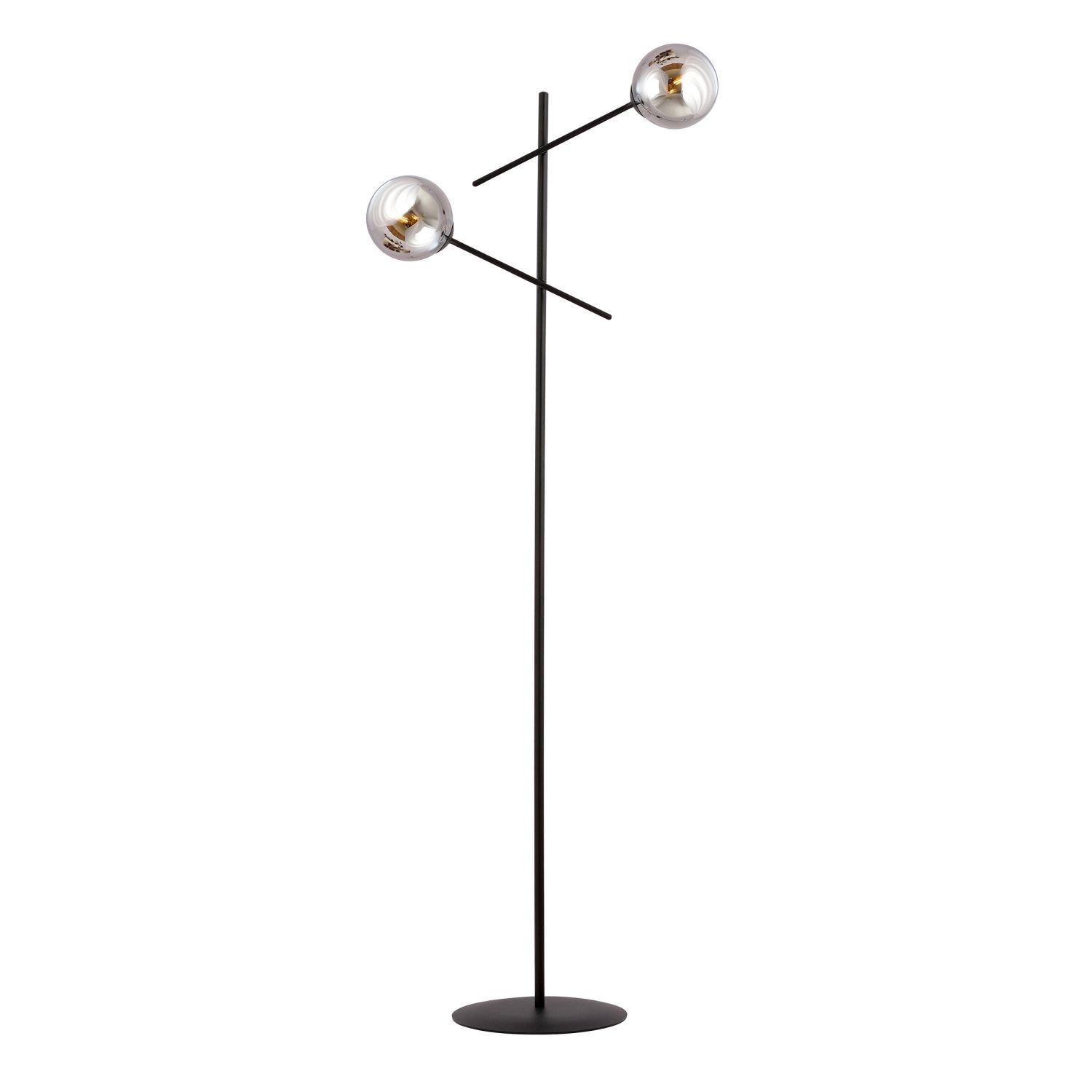 Licht-Erlebnisse Stehlampe MILAN, ohne Leuchtmittel, Rauchglas Metall 150 cm hoch Schwarz Graphit E14 2-flammig Modern