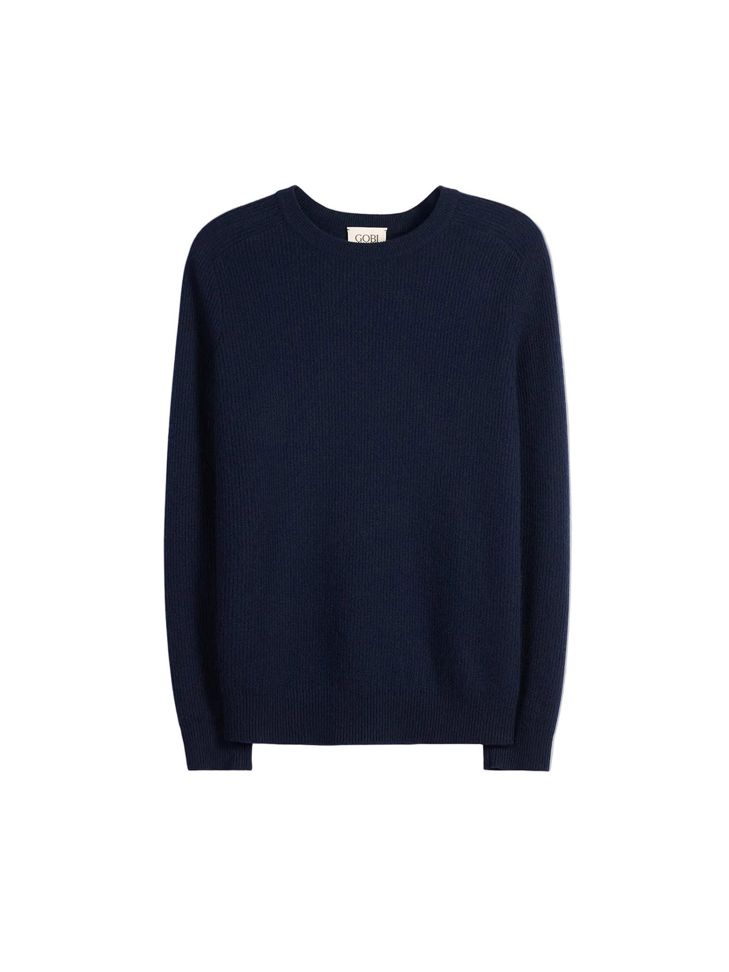 Rundhalspullover Herren Kaschmir-Pullover mit Rippenstrick