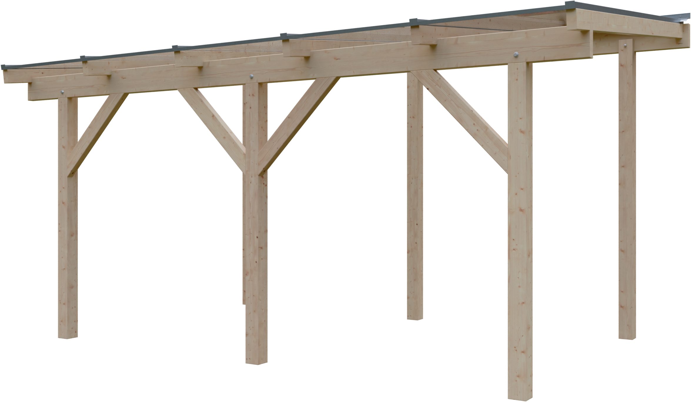 KONIFERA Terrassendach Fulu, BxT: 510x300 cm, Bedachung Hohlkammerplatten, Bausatz aus naturbel. Leimholz mit lichtdurchl. Polycarbonat-Pultdach