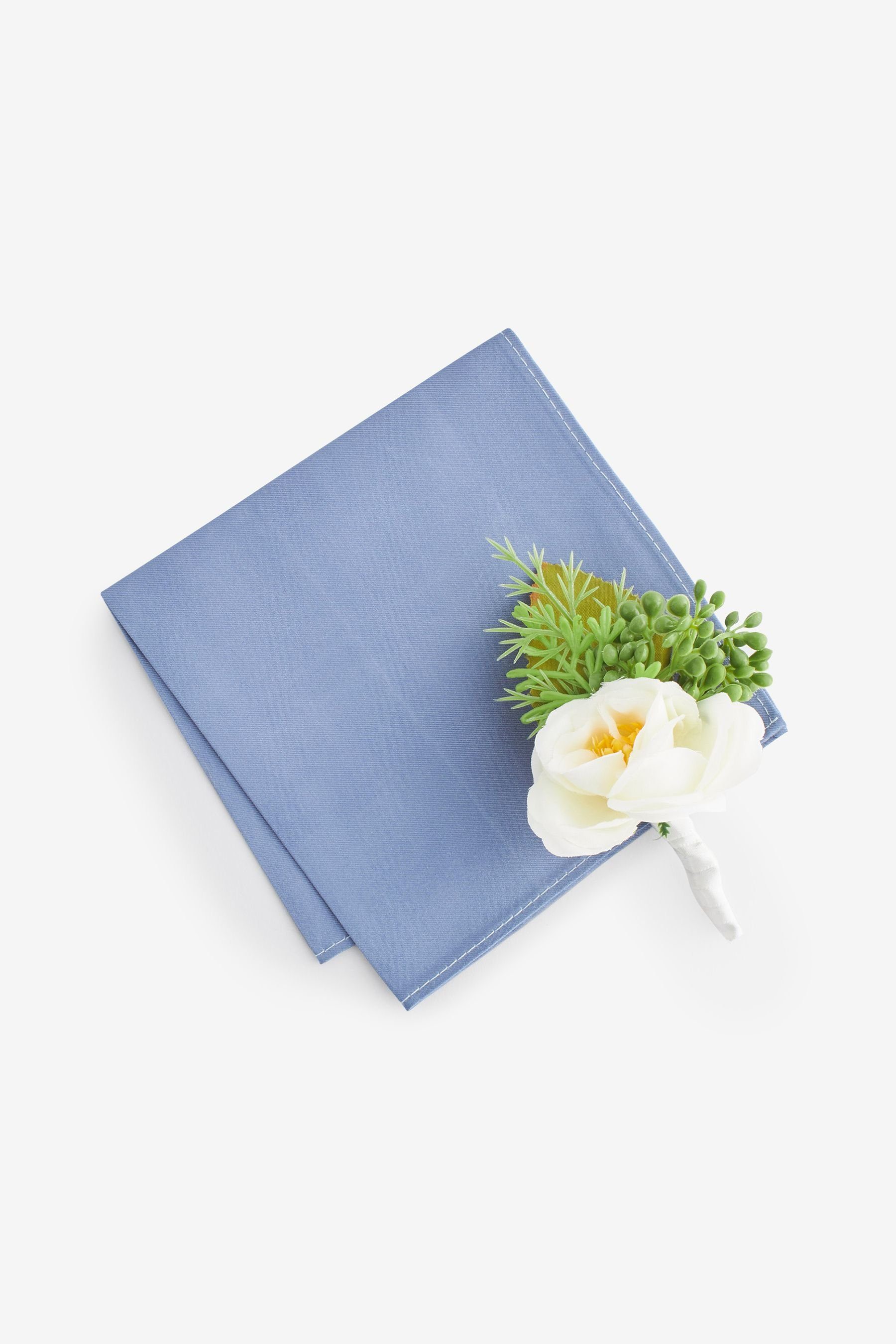 Next Einstecktuch im Blue (1-St) Ansteckblume Set, Einstecktuch Quadratisches und