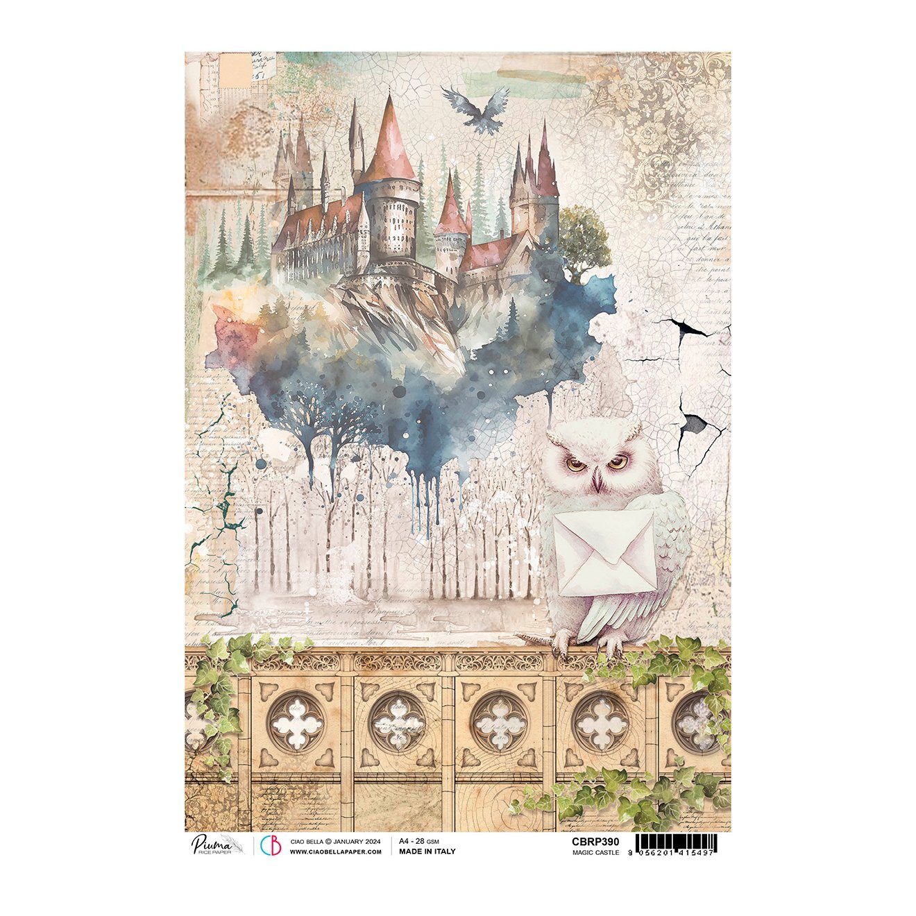 Ciao Bella Seidenpapier Wizard Academy -Magic Castle, DIN A4